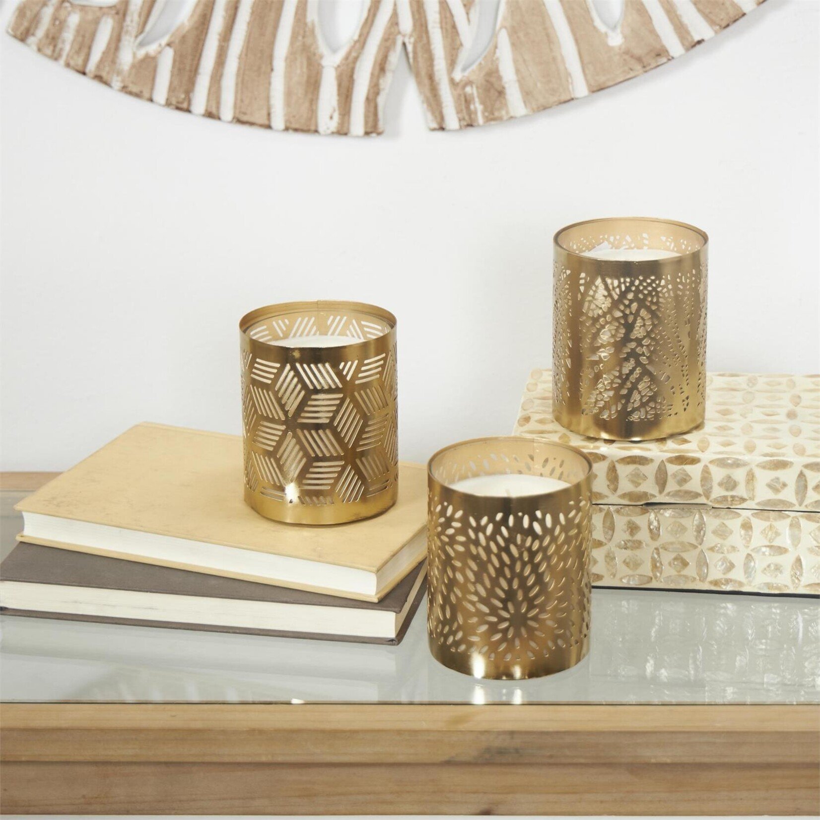 Deco Marche Metal Wax Candle Votives Gold Set of 3 (FW)