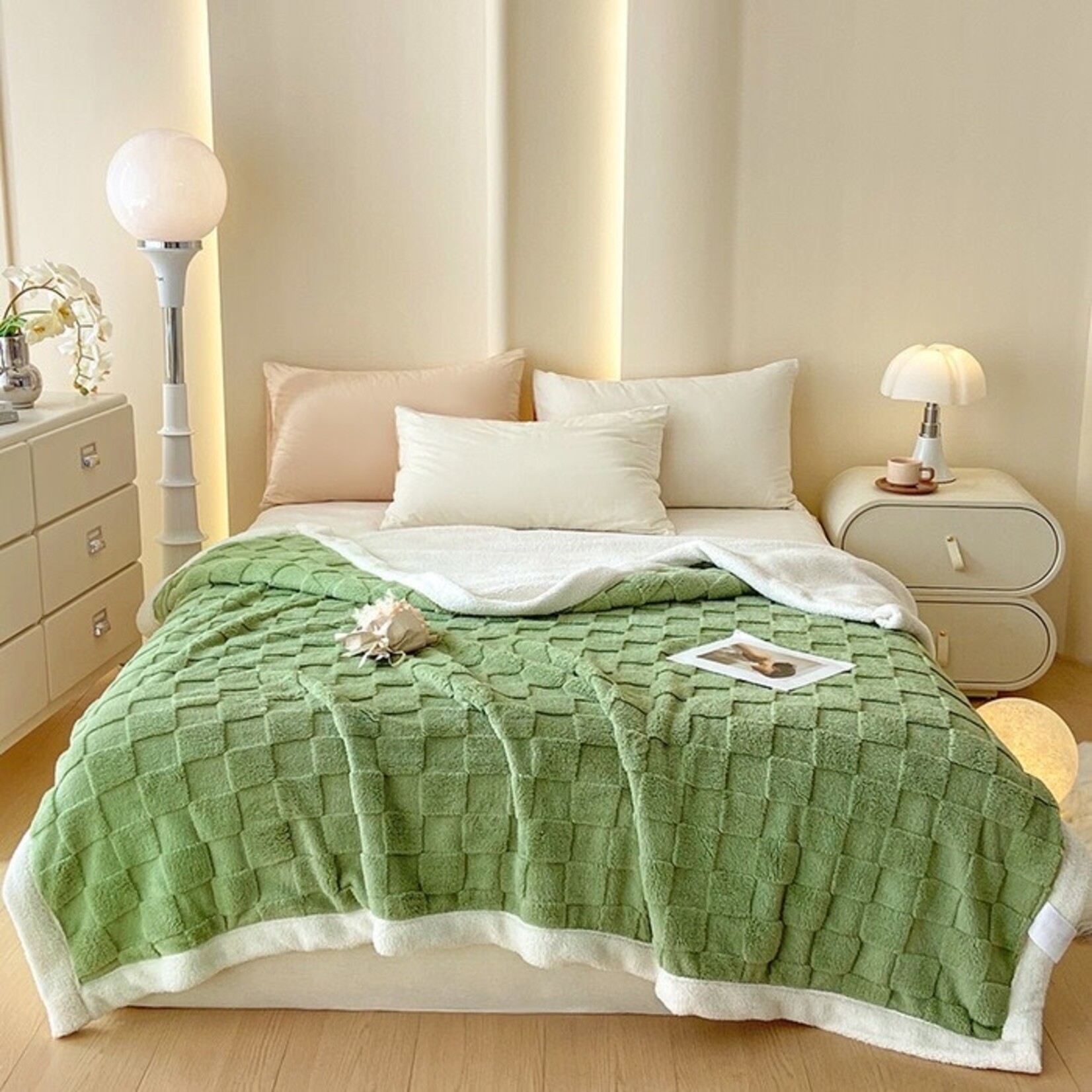 Checker Board Sherpa Green