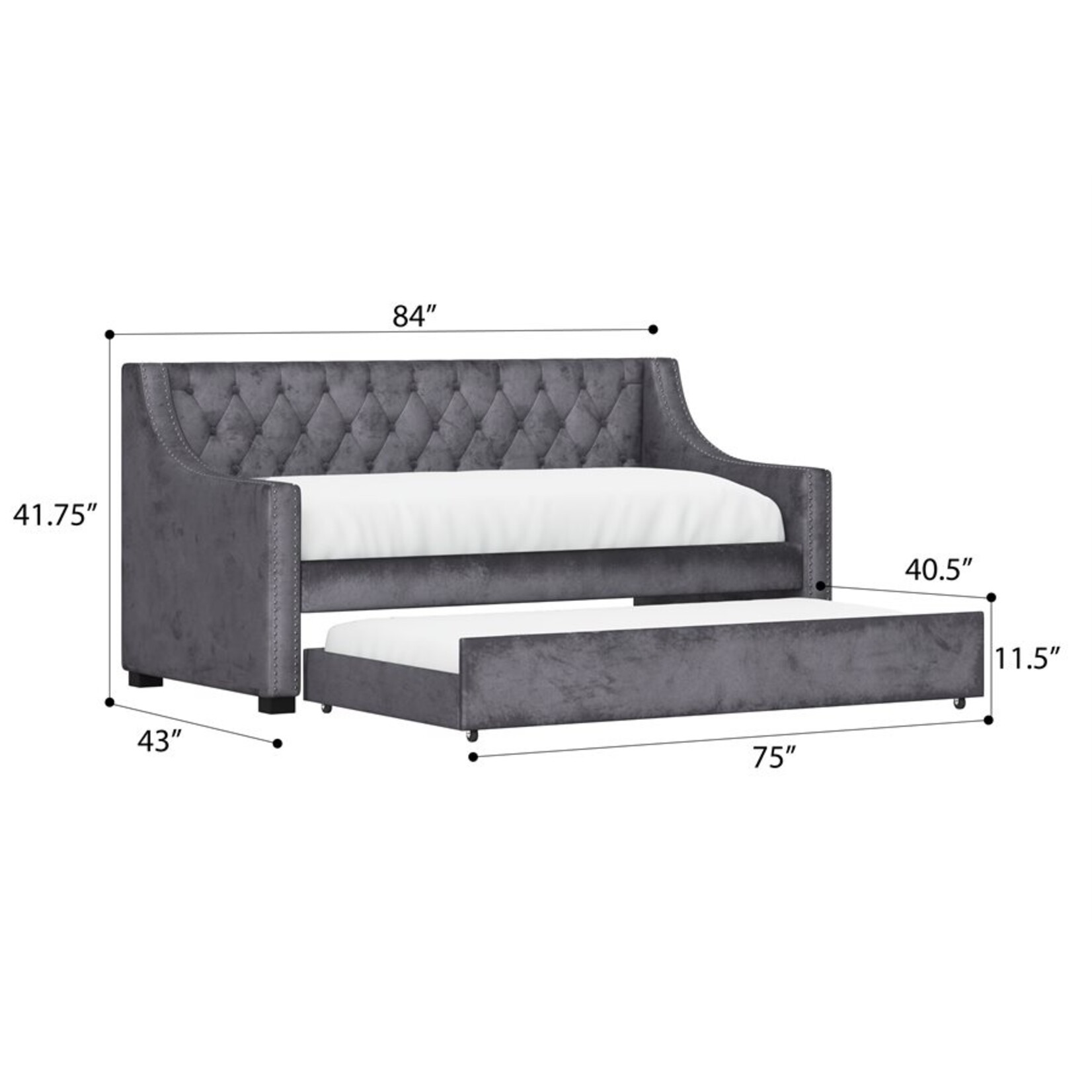 Cynthia Daybed w/Trundle Charcoal (M4M)