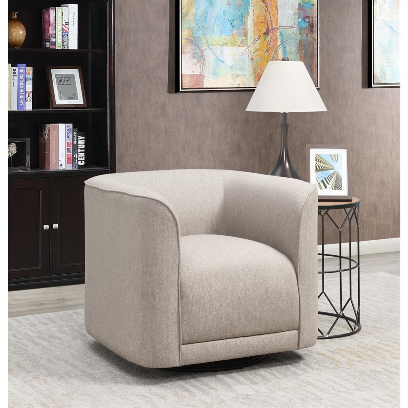 Whirlaway Swivel Accent Chair Beige