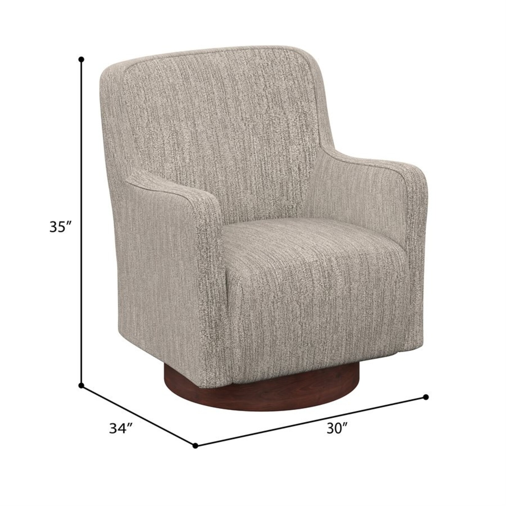 Clara Swivel Chair W/Wood Base Speckled Tan