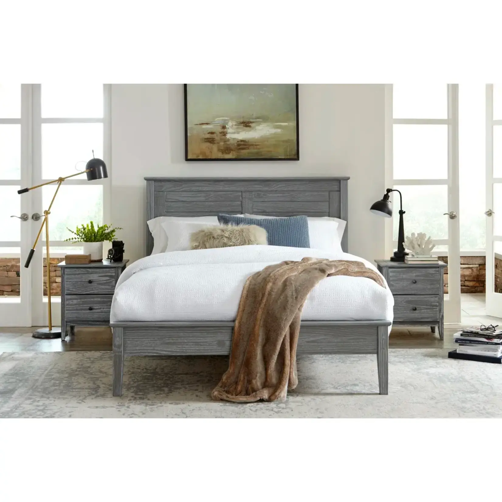 GrainWood Greenport Queen Louver Bed Brushed Grey