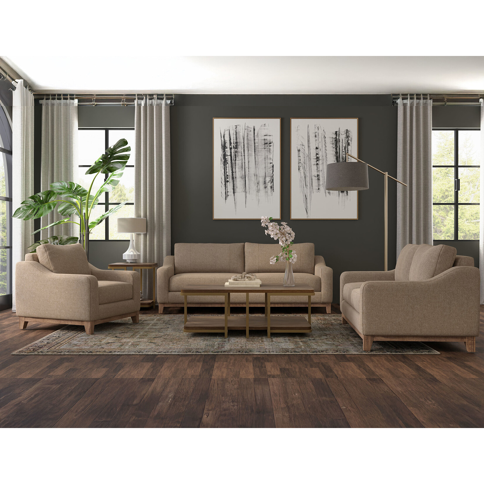 IFD Olivo Sofa and Chair 152 Brown Fabric