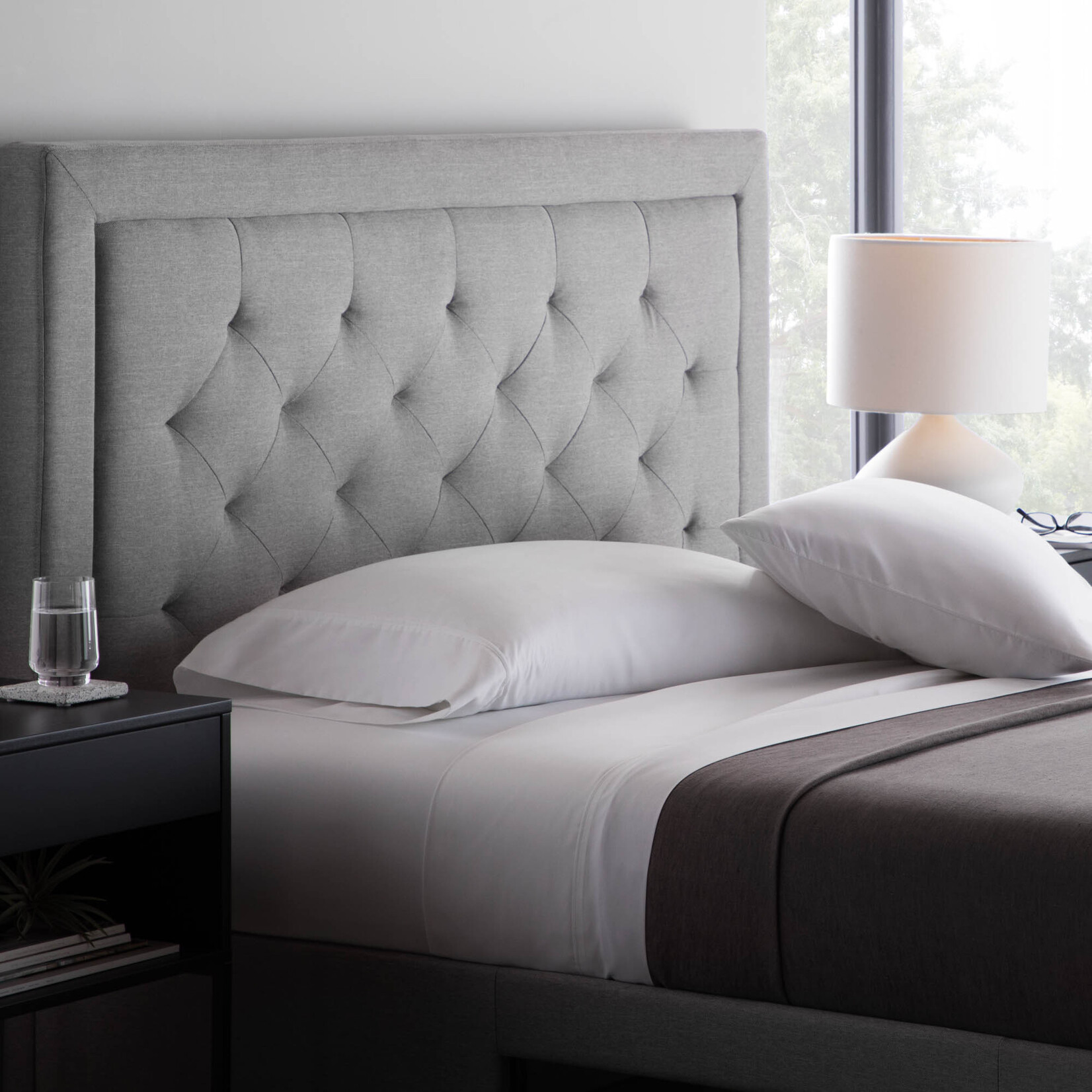 Malouf Hennessy Upholstered Headboard Stone King