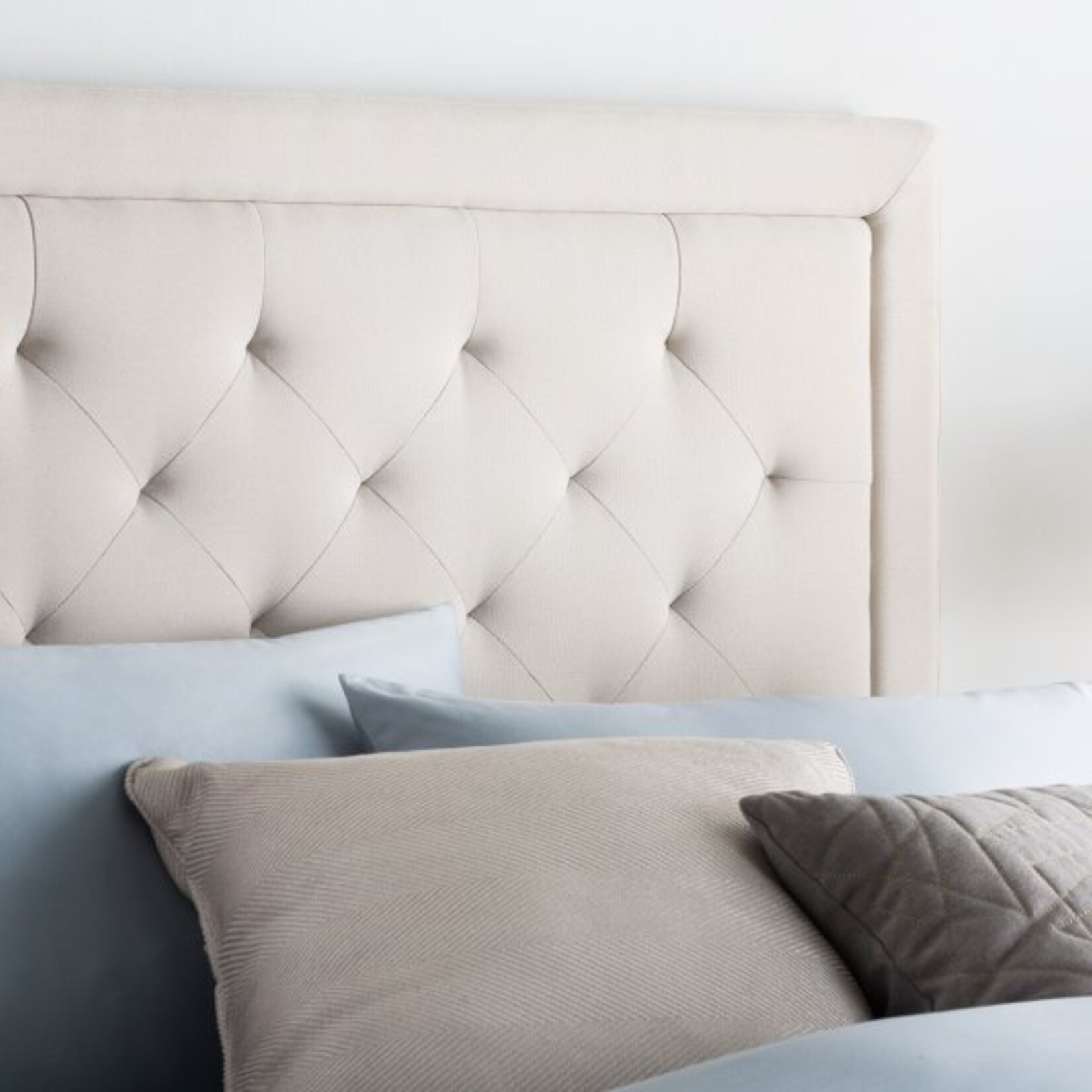 Malouf Hennessy Upholstered Headboard Oat Queen