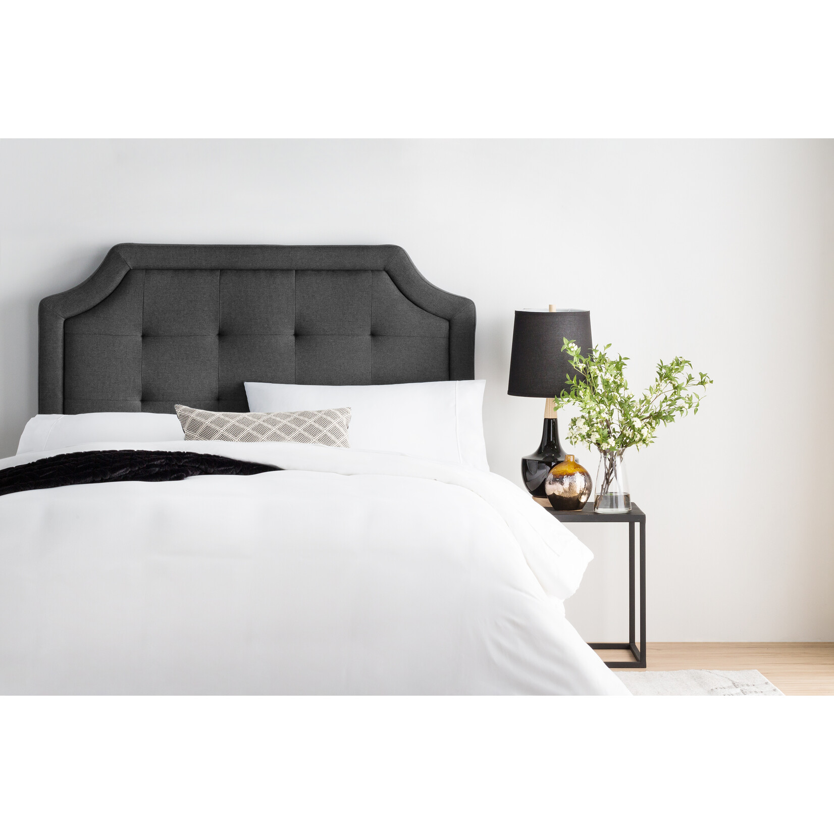 Malouf Carlisle Upholstered Headboard Charcoal King