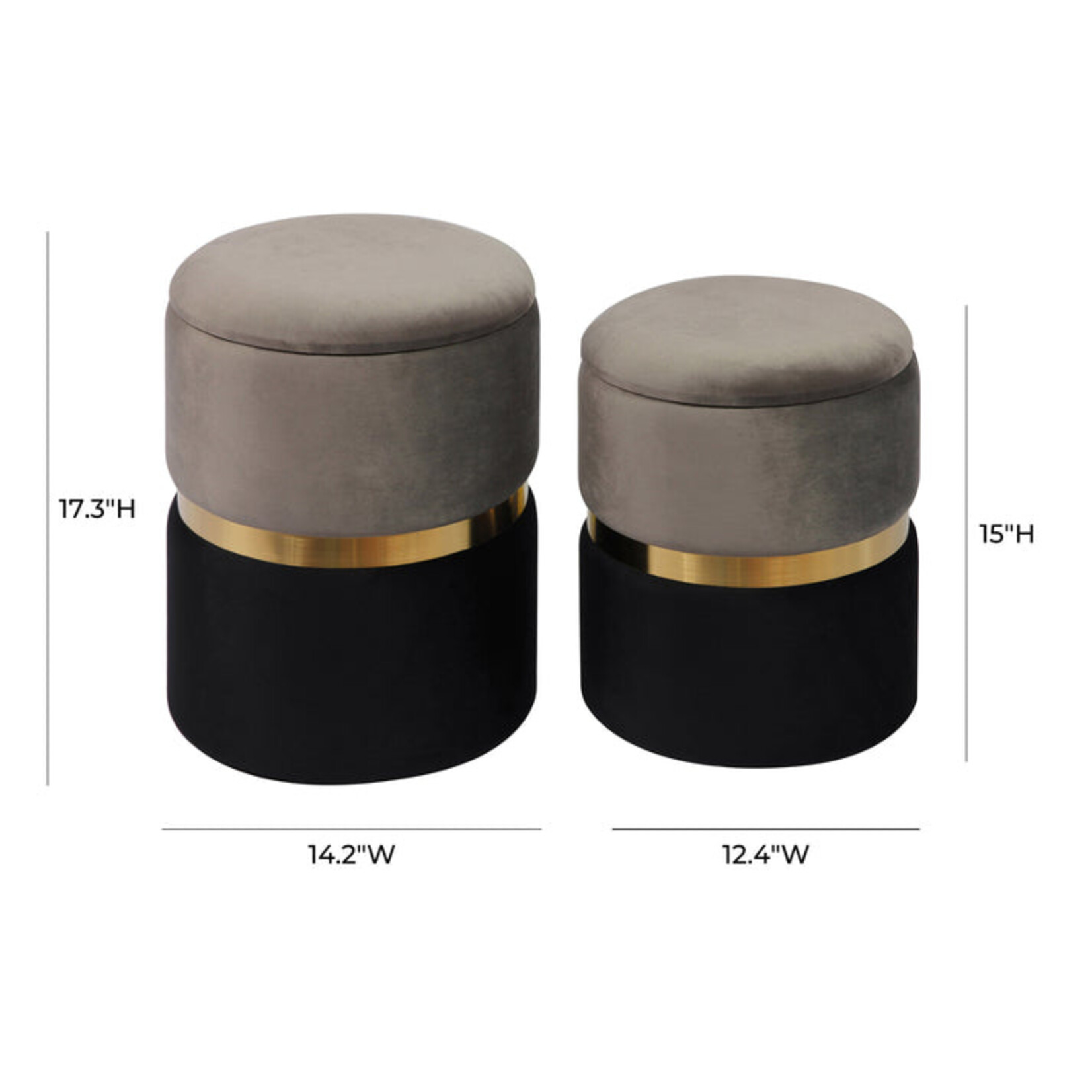 TOV Gigi Velvet Storage Ottoman s/2