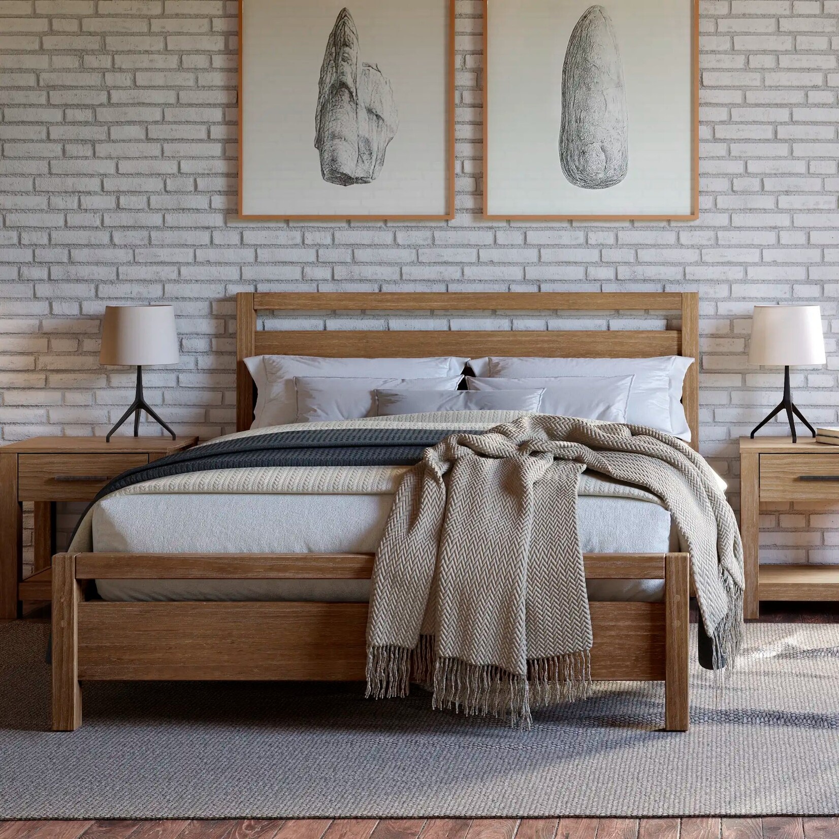 GrainWood Loft Full Platform Bed - Weathered Pine (I3H)