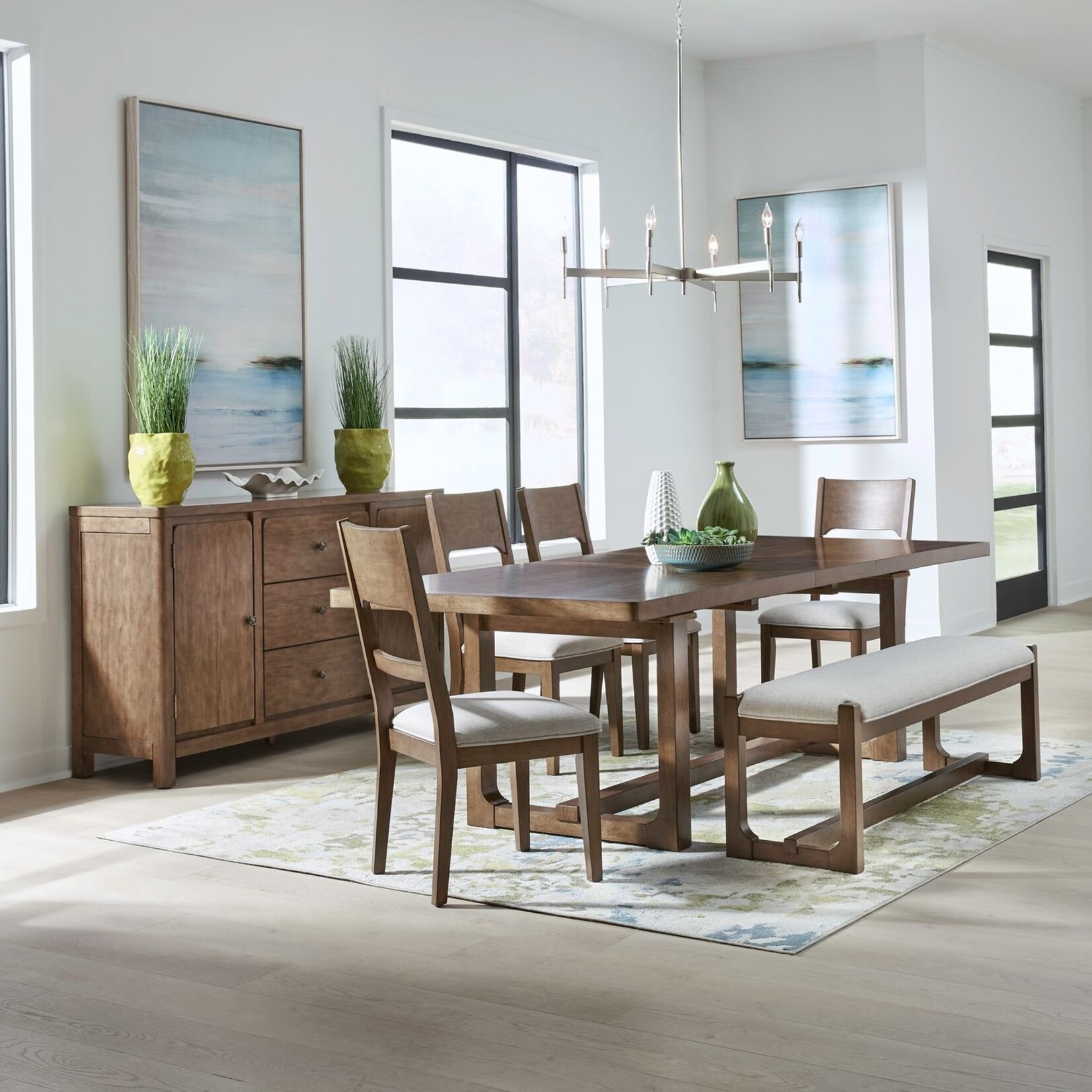 Liberty Furniture Harmony Trestle Table 6pc Set