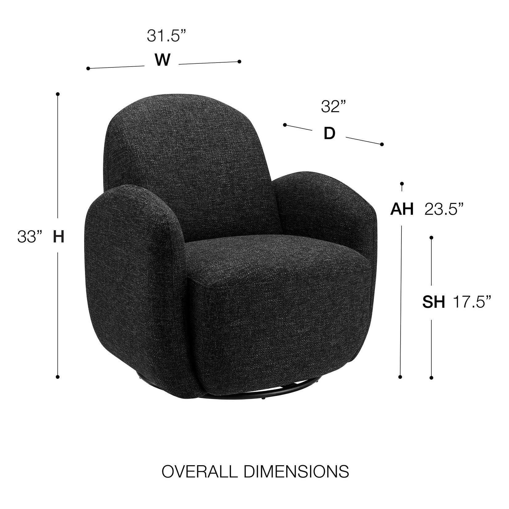 EuroStyle Brody Swivel Lounge Chair Black