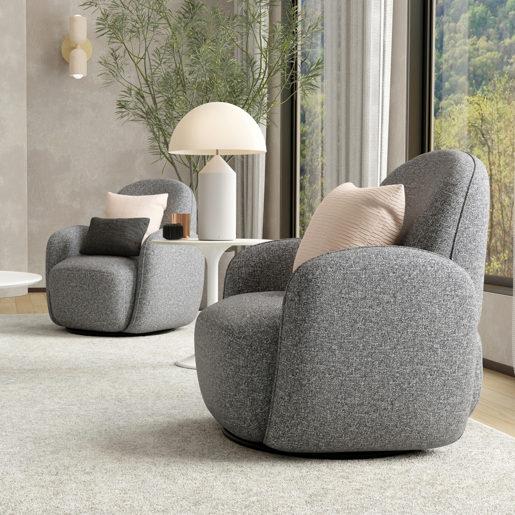 EuroStyle Astrid 20" Side Table - White Ceramic Top White Base