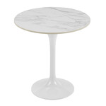 EuroStyle Astrid 20" Side Table - White Ceramic Top White Base