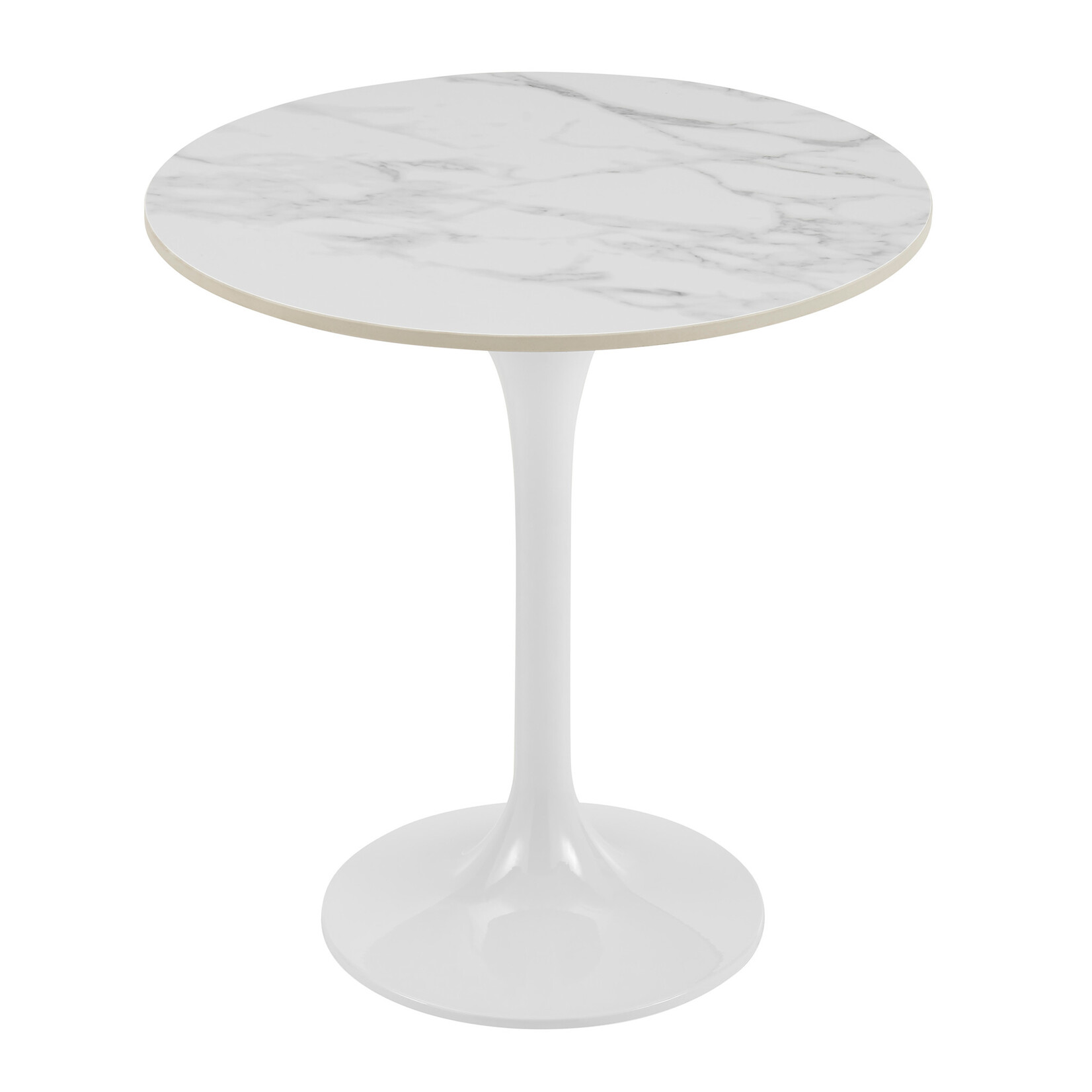 EuroStyle Astrid 20" Side Table - White Ceramic Top White Base