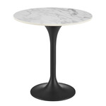EuroStyle Astrid 20" Side Table - White Ceramic Top Black Base