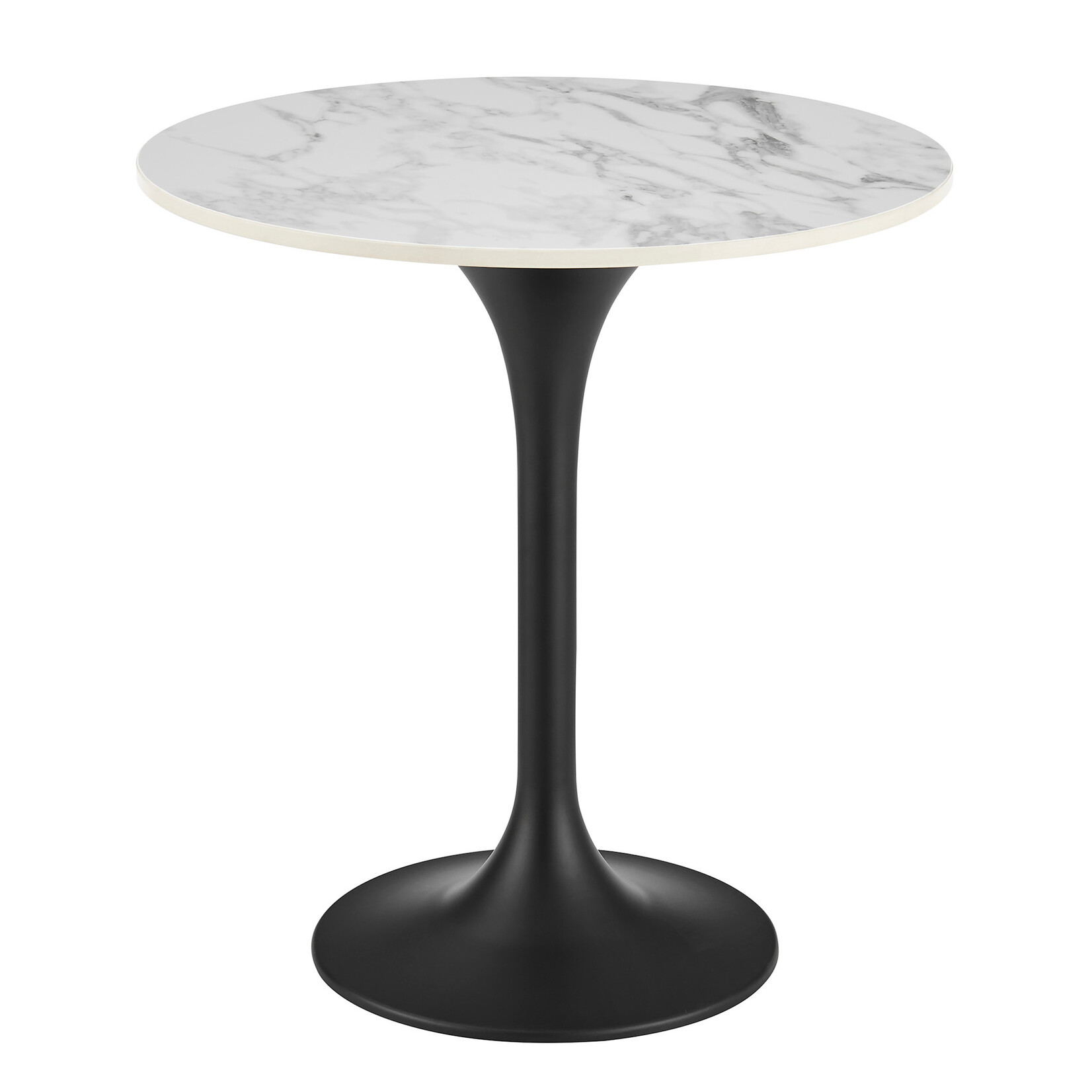 EuroStyle Astrid 20" Side Table - White Ceramic Top Black Base