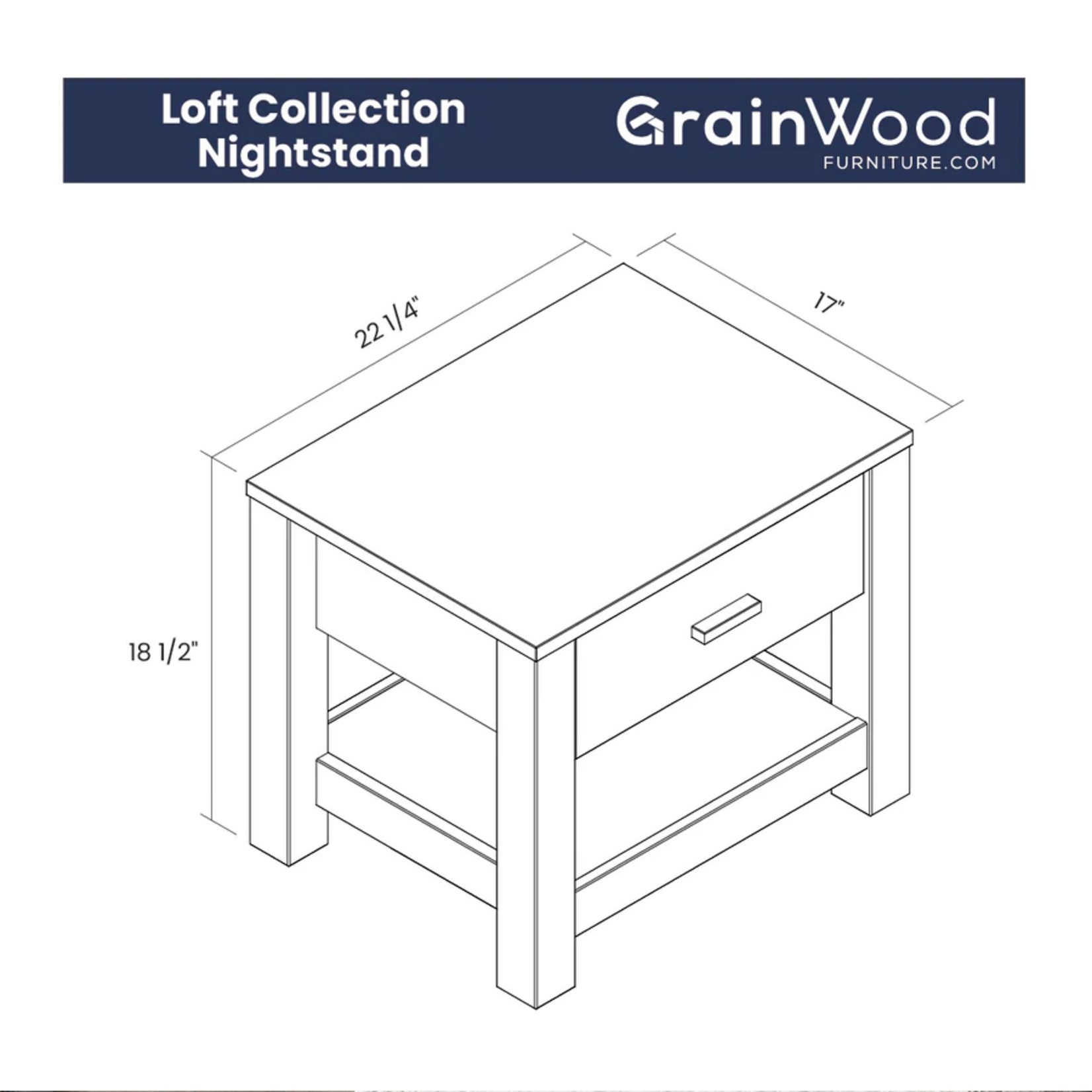 GrainWood LOFT nightstand - Weathered Pine (H2L)