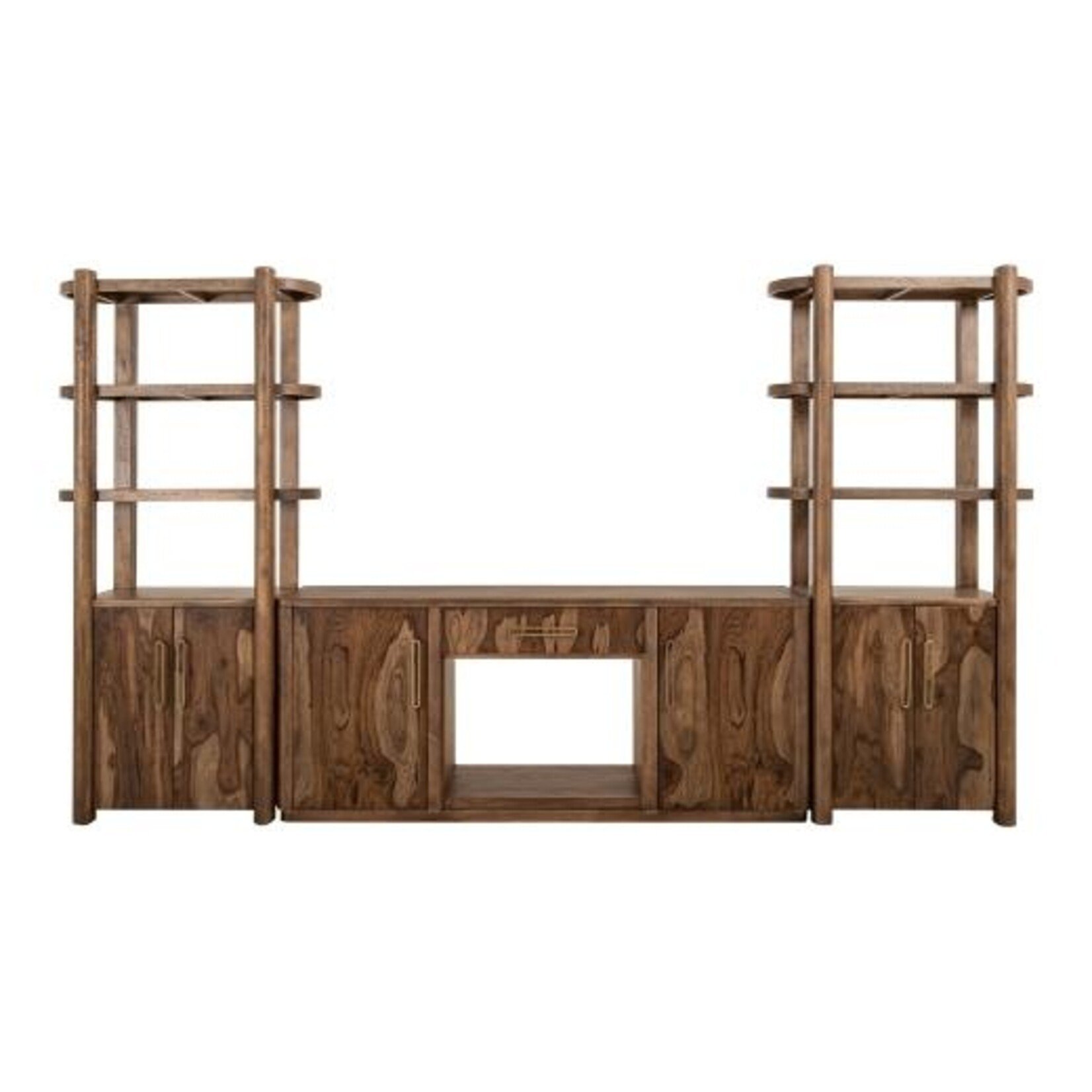 IFD Balam Brown Wall Unit with Fireplace and Piers