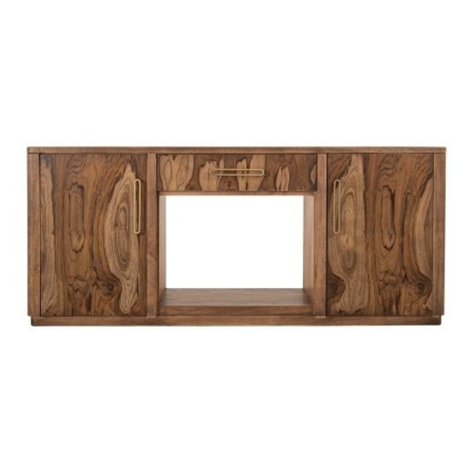 IFD Balam Brown Wall Unit with Fireplace and Piers