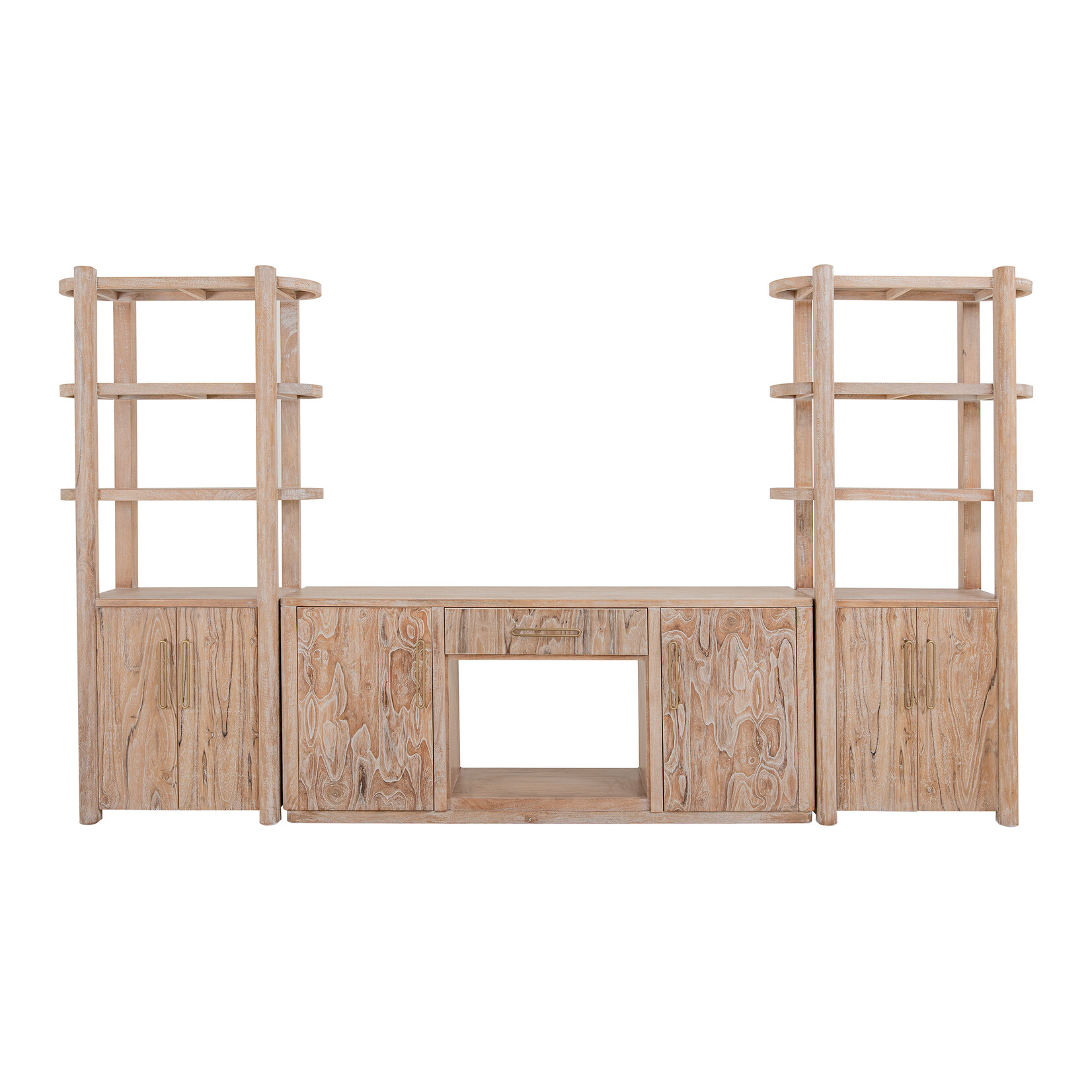 IFD Balam White Wall Unit with Fireplace and Piers