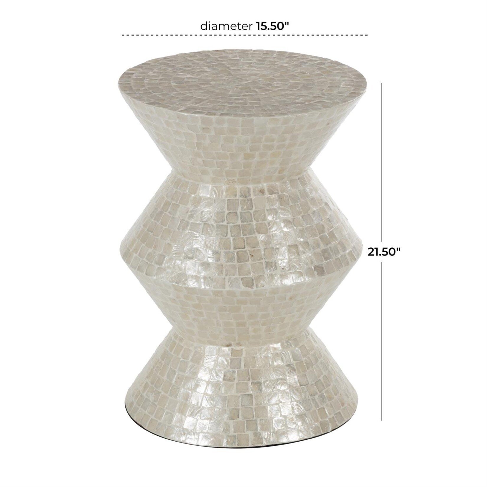 Deco Marche Heritage Cream Capiz Shell Mosaic Inlay Accent Table