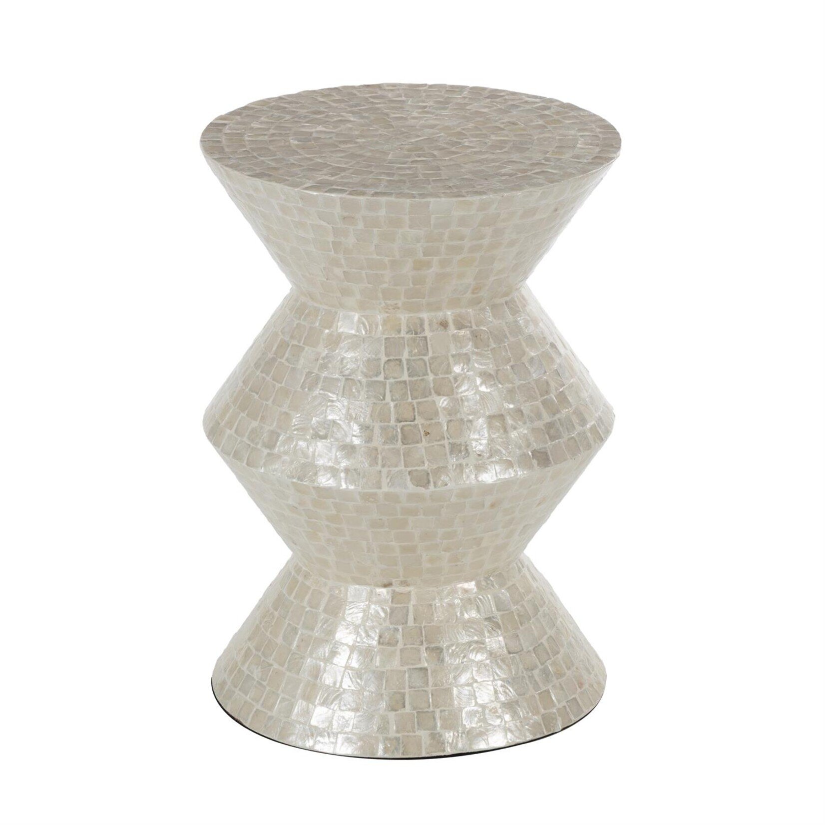 Deco Marche Heritage Cream Capiz Shell Mosaic Inlay Accent Table