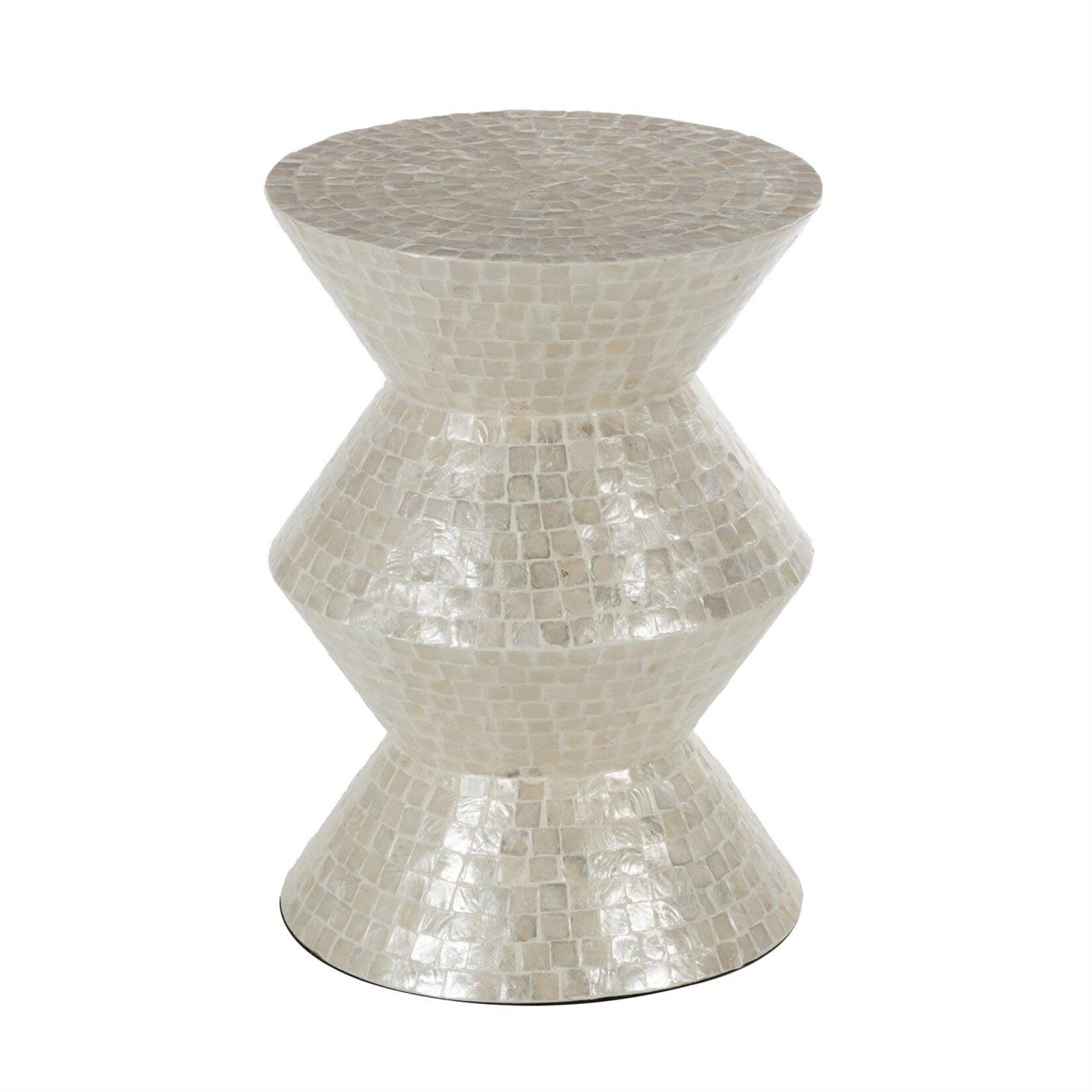 Deco Marche Heritage Cream Capiz Shell Mosaic Inlay Accent Table