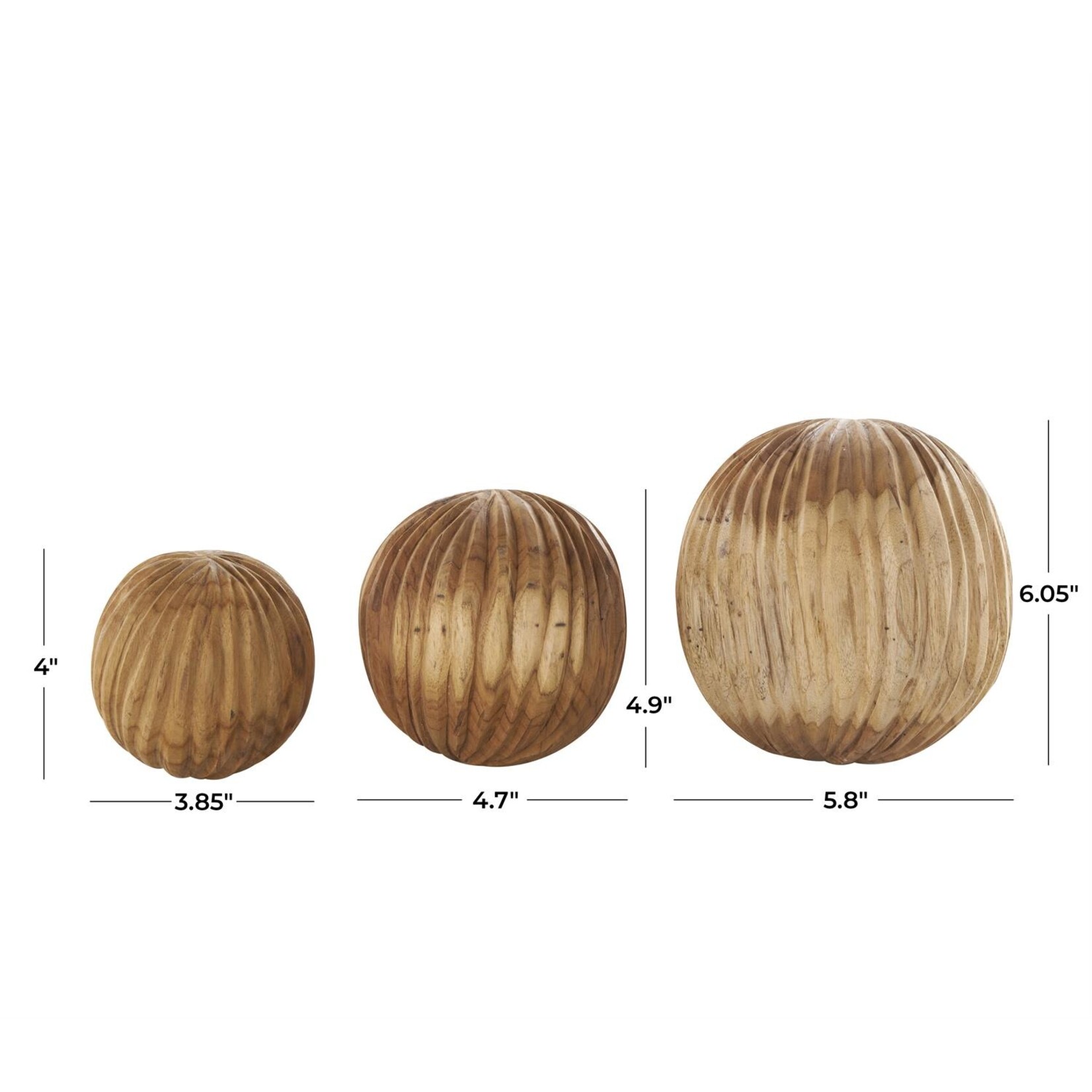 Deco Marche Teak Wood Orbs Set of 3