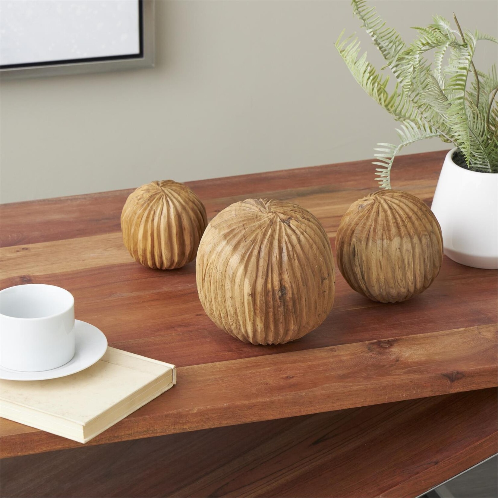 Deco Marche Teak Wood Orbs Set of 3