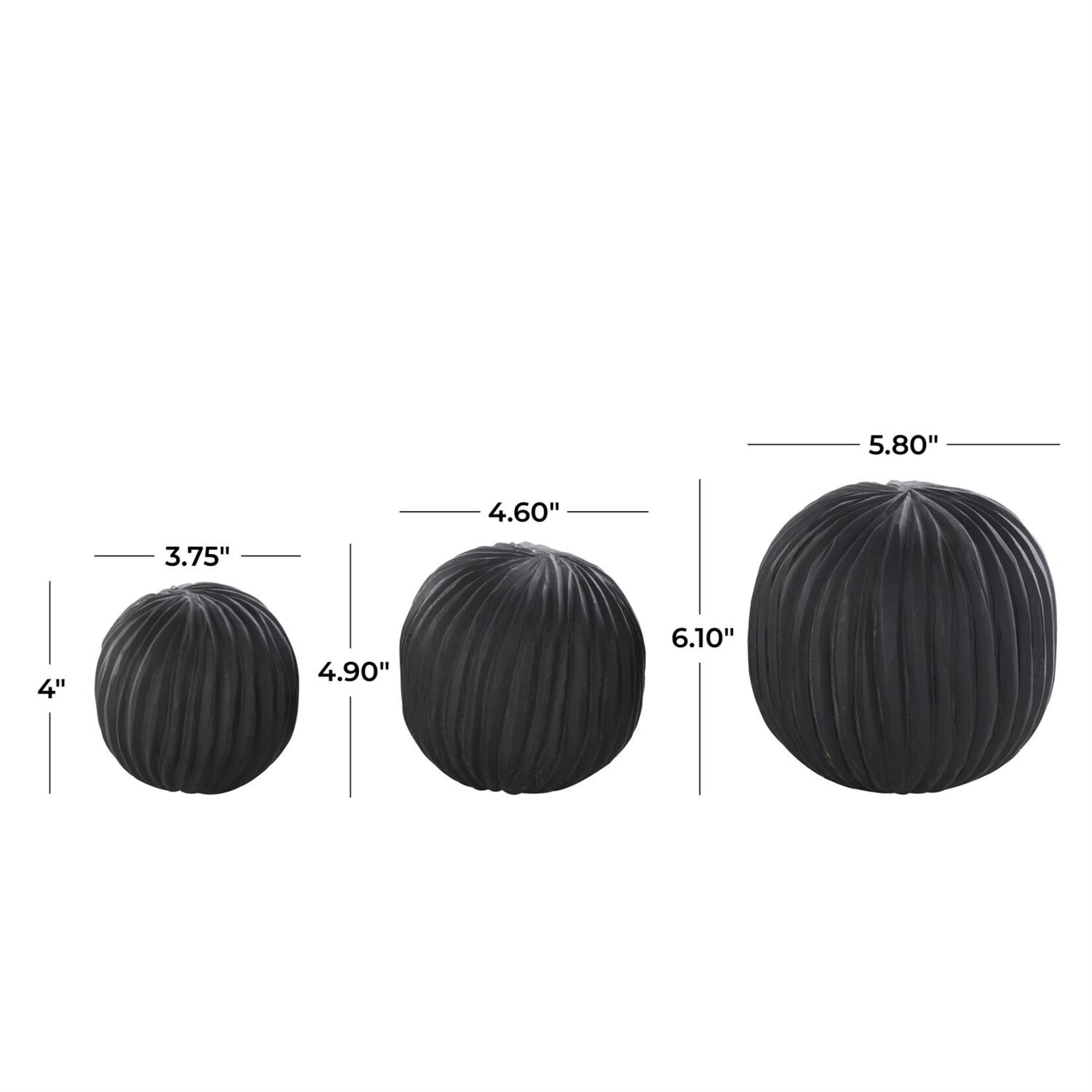Deco Marche Teak Wood Orbs Black Set of 3