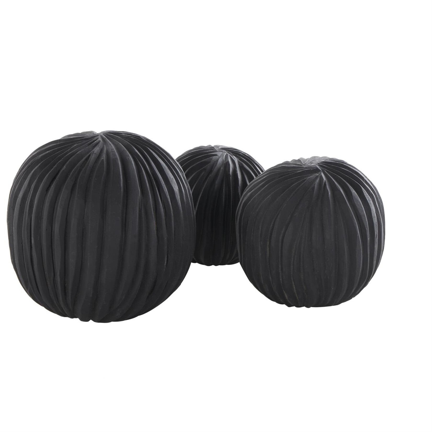 Deco Marche Teak Wood Orbs Black Set of 3