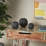 Deco Marche Teak Wood Orbs Black Set of 3