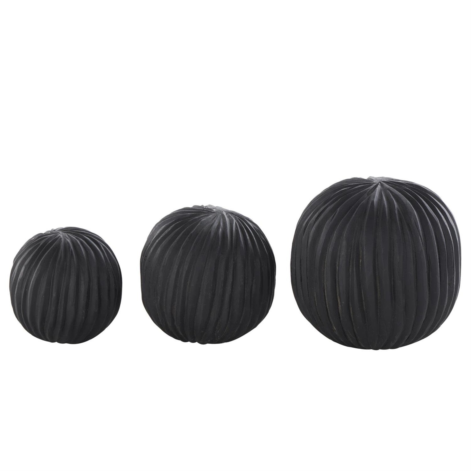 Deco Marche Teak Wood Orbs Black Set of 3