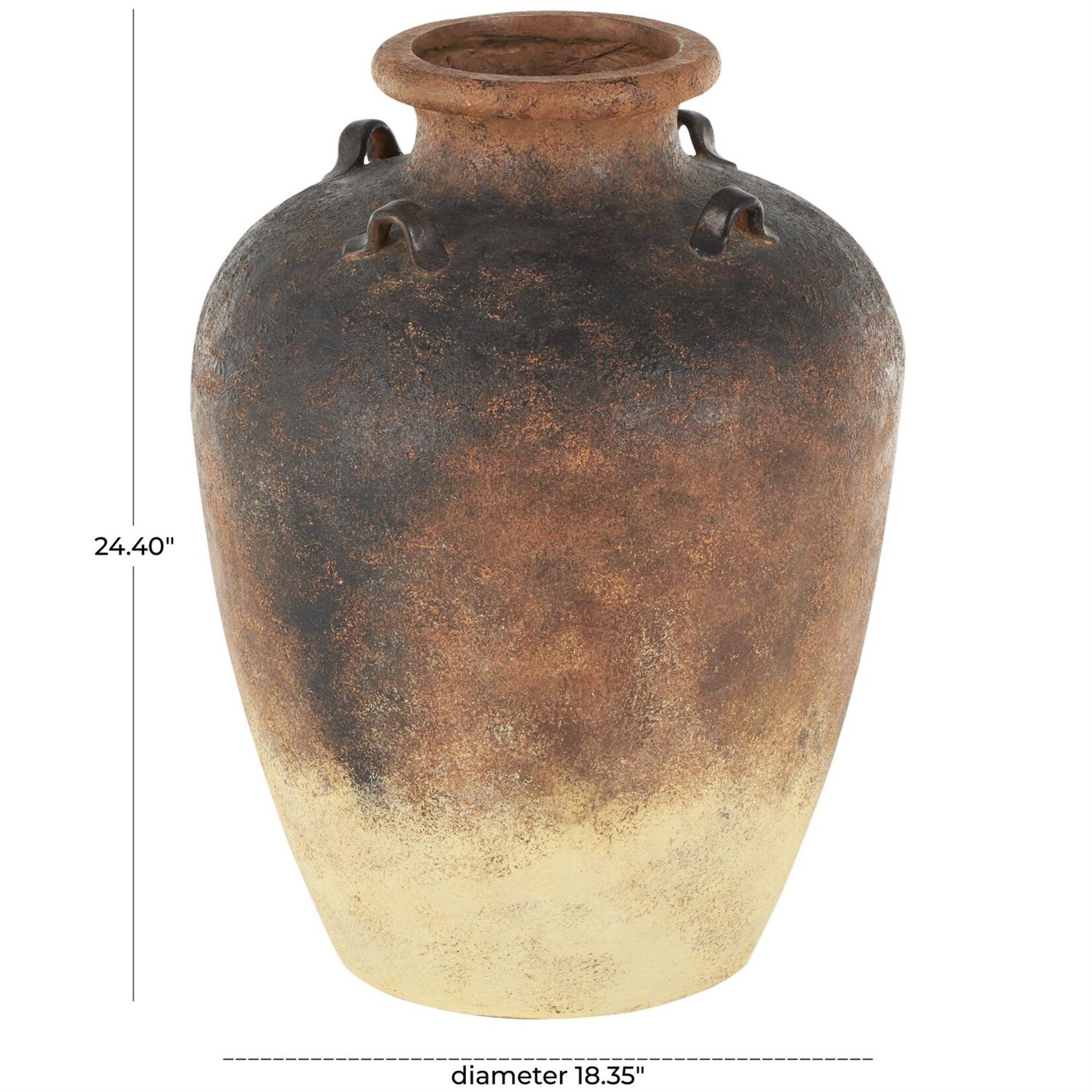 Deco Marche Copper Magnesium Oxide Textured Ombre Antique Amphora Decorative Vase