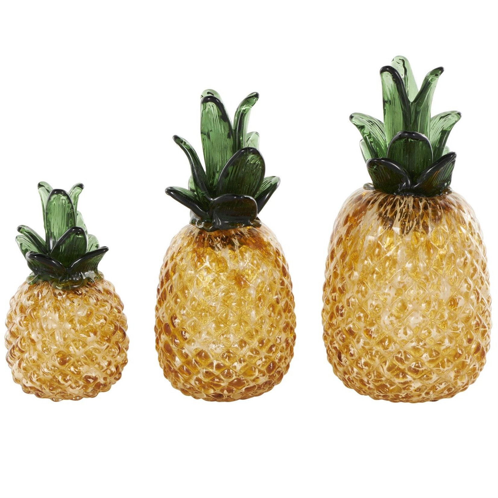 Deco Marche Glass Pineapples Set of 3