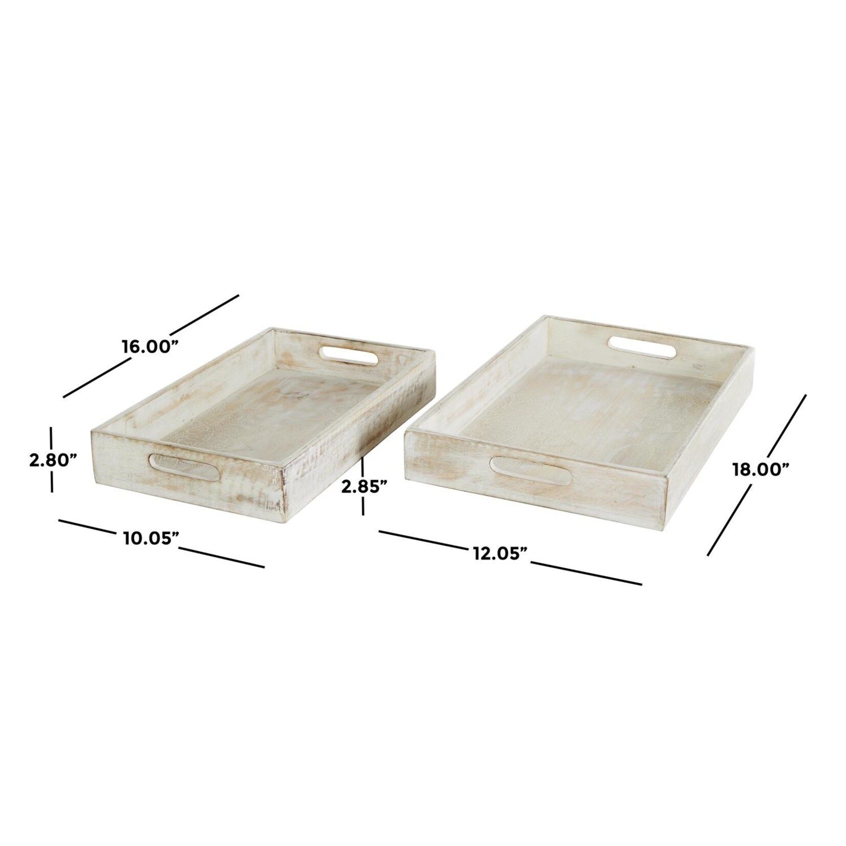 Deco Marche Wood Tray Set of 2