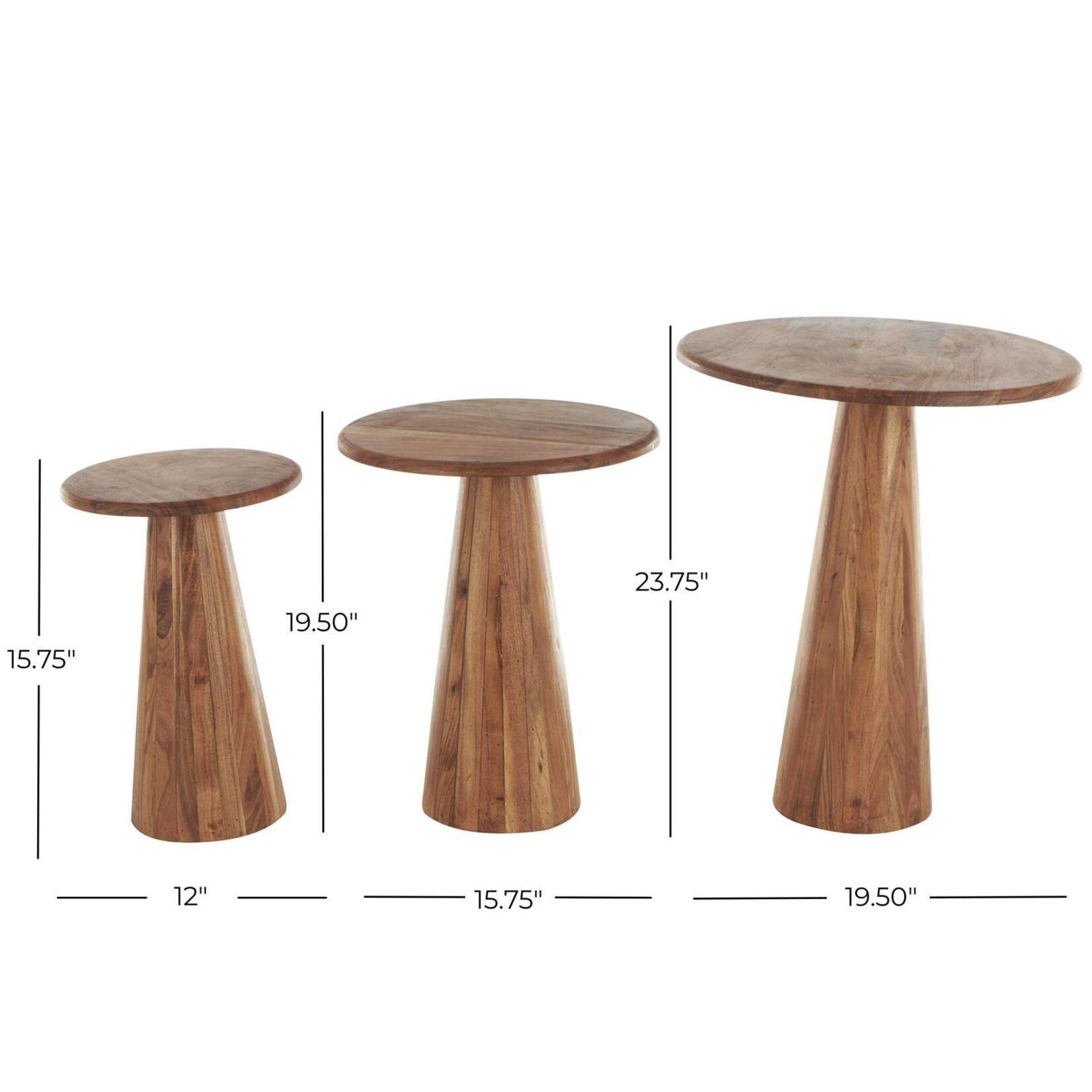 Deco Marche Wood Accent Table Set of 3