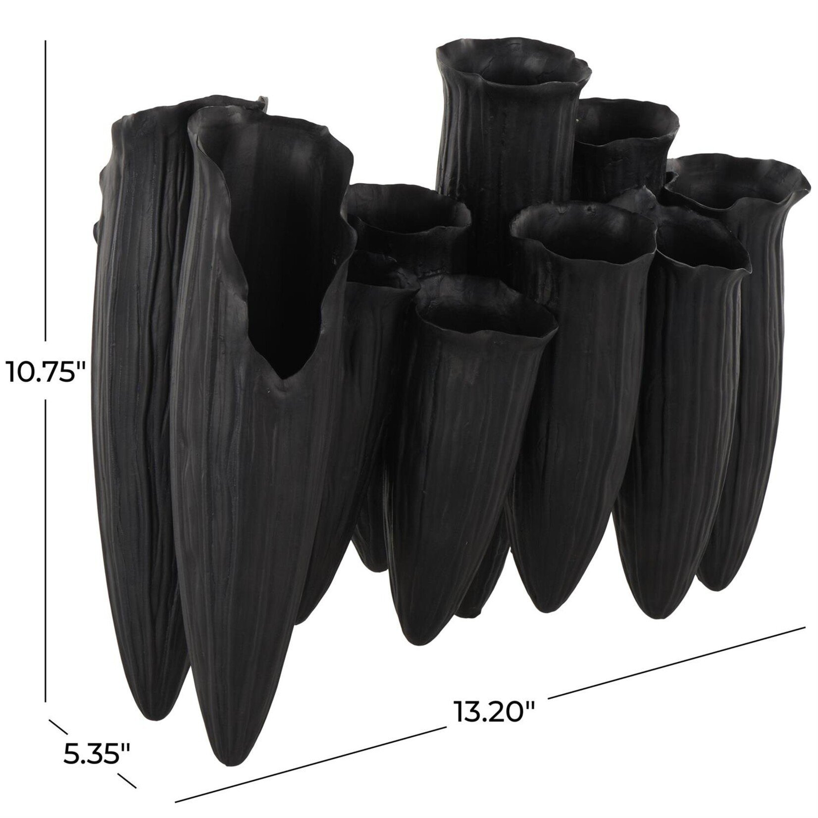 Deco Marche Black Ceramic Abstract Floral Inspired Decorative Vase