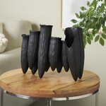 Deco Marche Black Ceramic Abstract Floral Inspired Decorative Vase