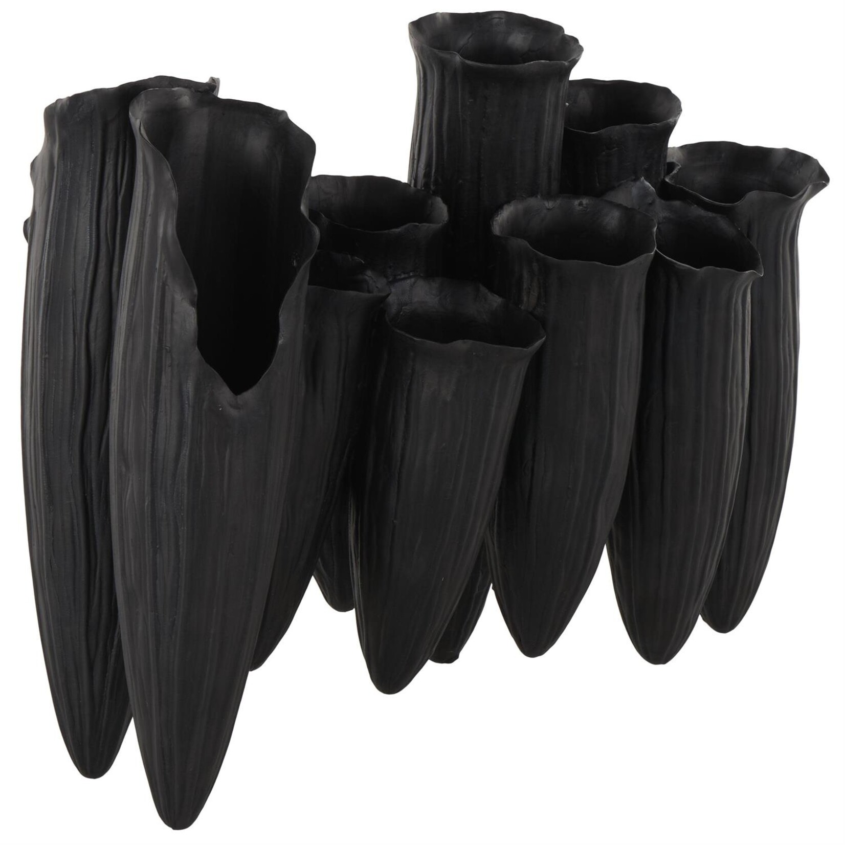 Deco Marche Black Ceramic Abstract Floral Inspired Decorative Vase