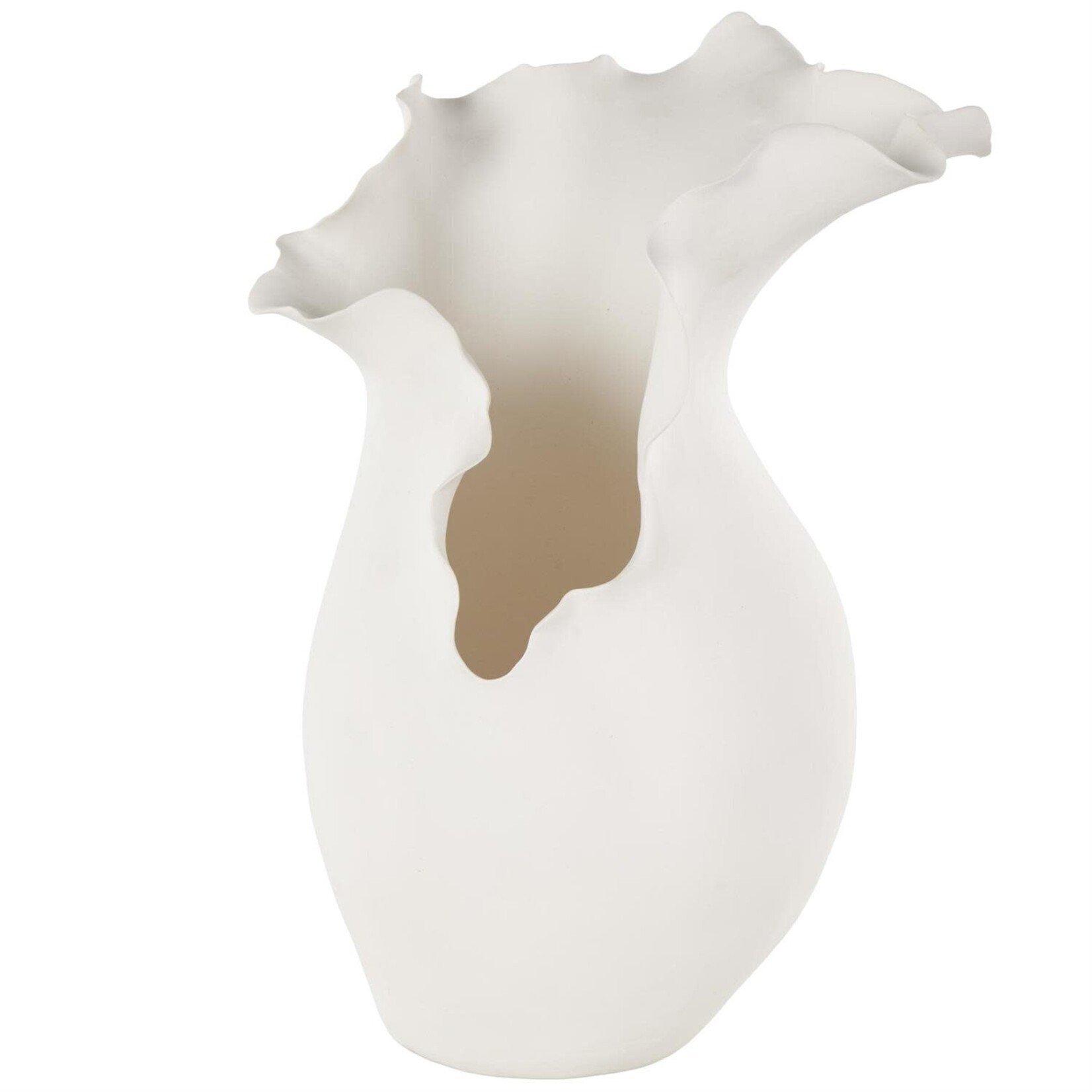 Deco Marche White Ceramic Abstract Floral Inspired Decorative Vase