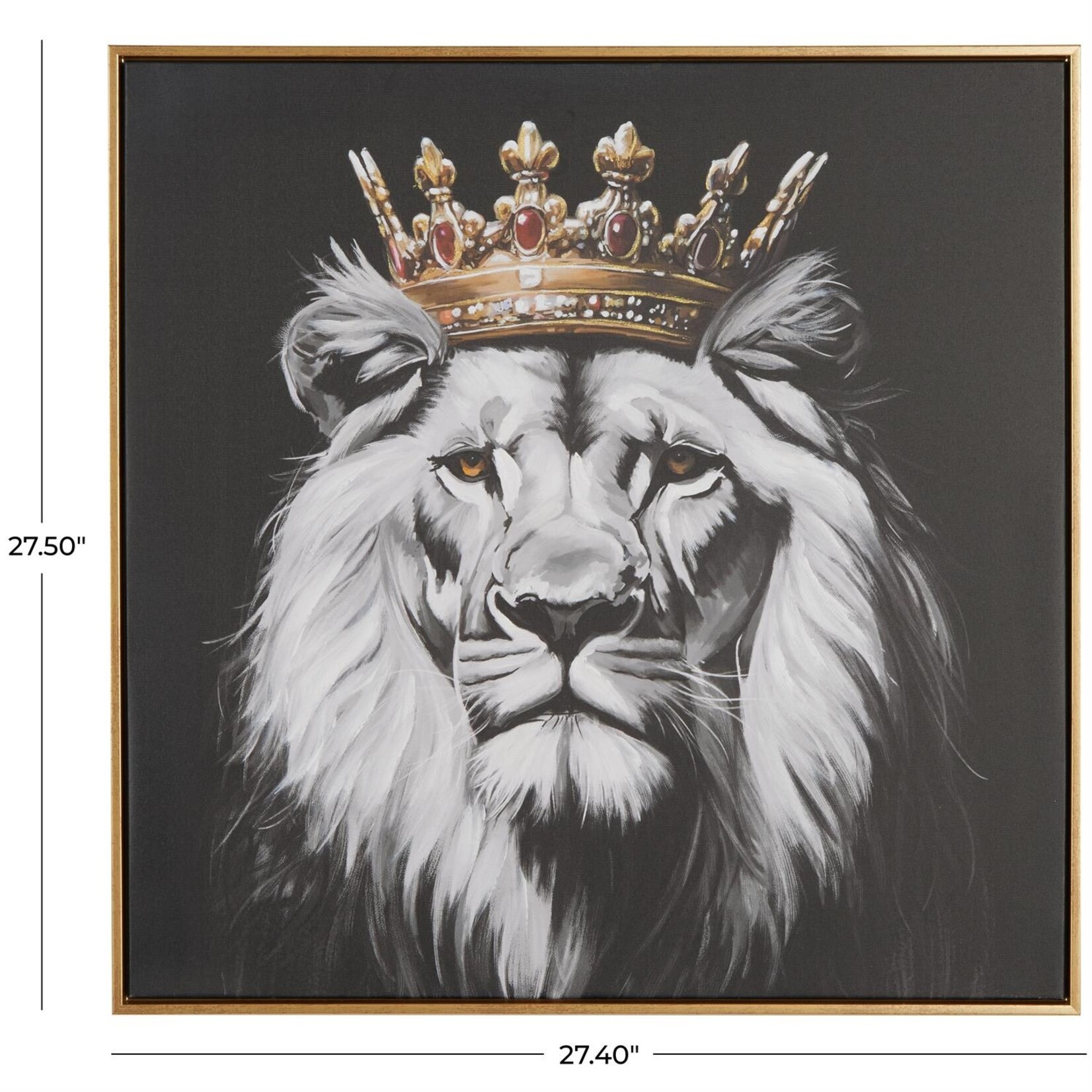 Deco Marche Black Canvas Lion Framed Wall Art