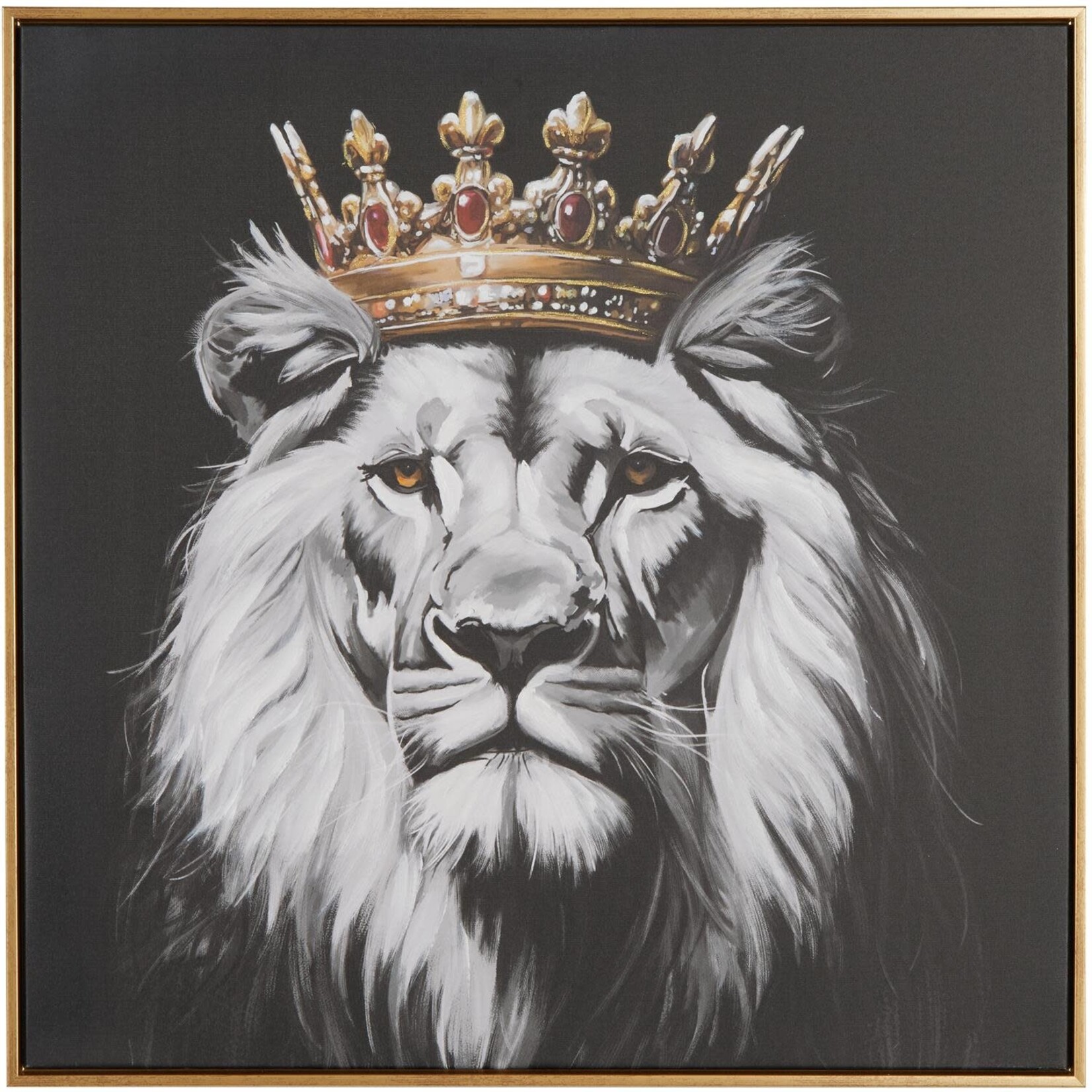 Deco Marche Black Canvas Lion Framed Wall Art