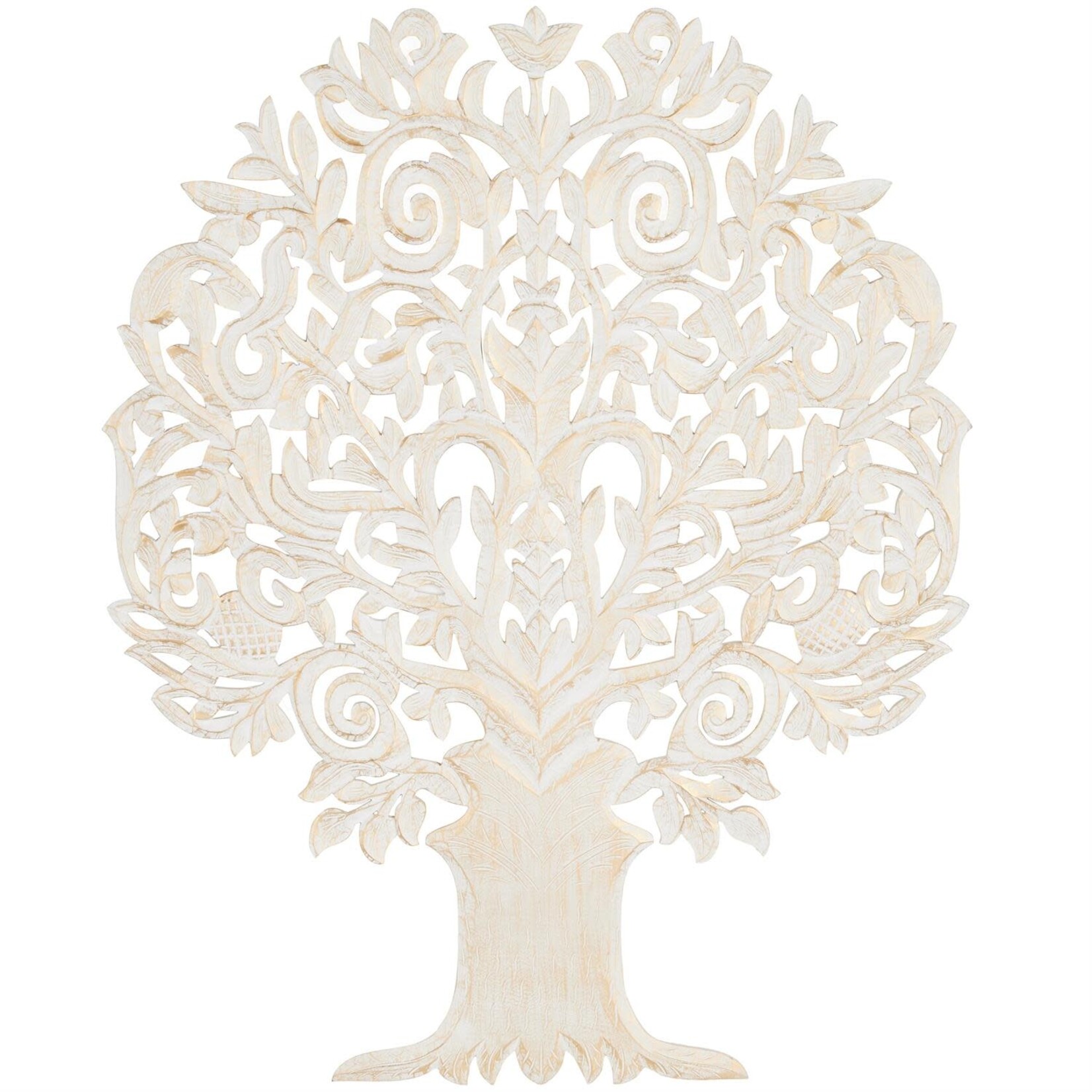 Deco Marche Gold Wooden Tree Carved Wall Decor