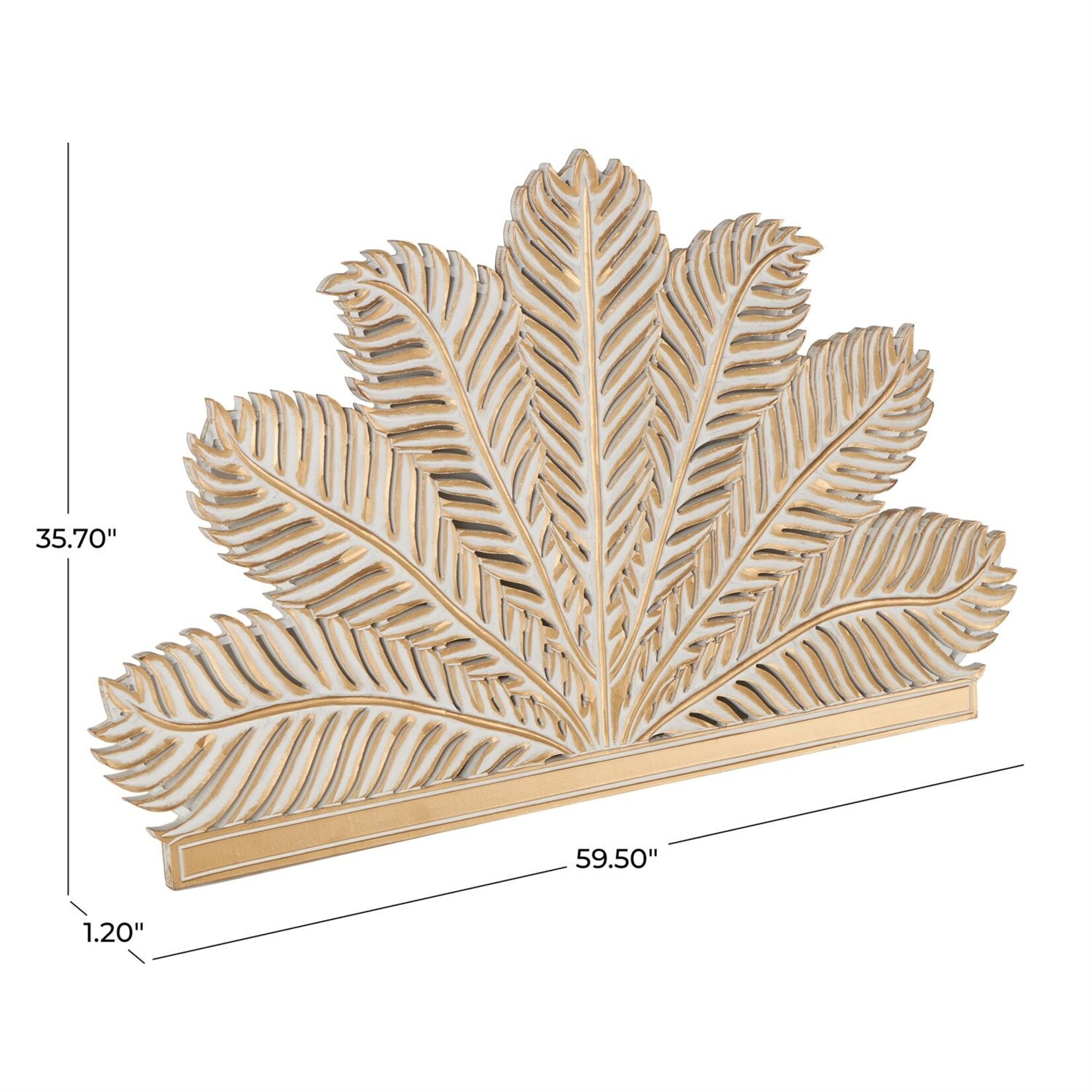 Deco Marche Gold Wooden Palm Tree Leaf Panel Wall Decor