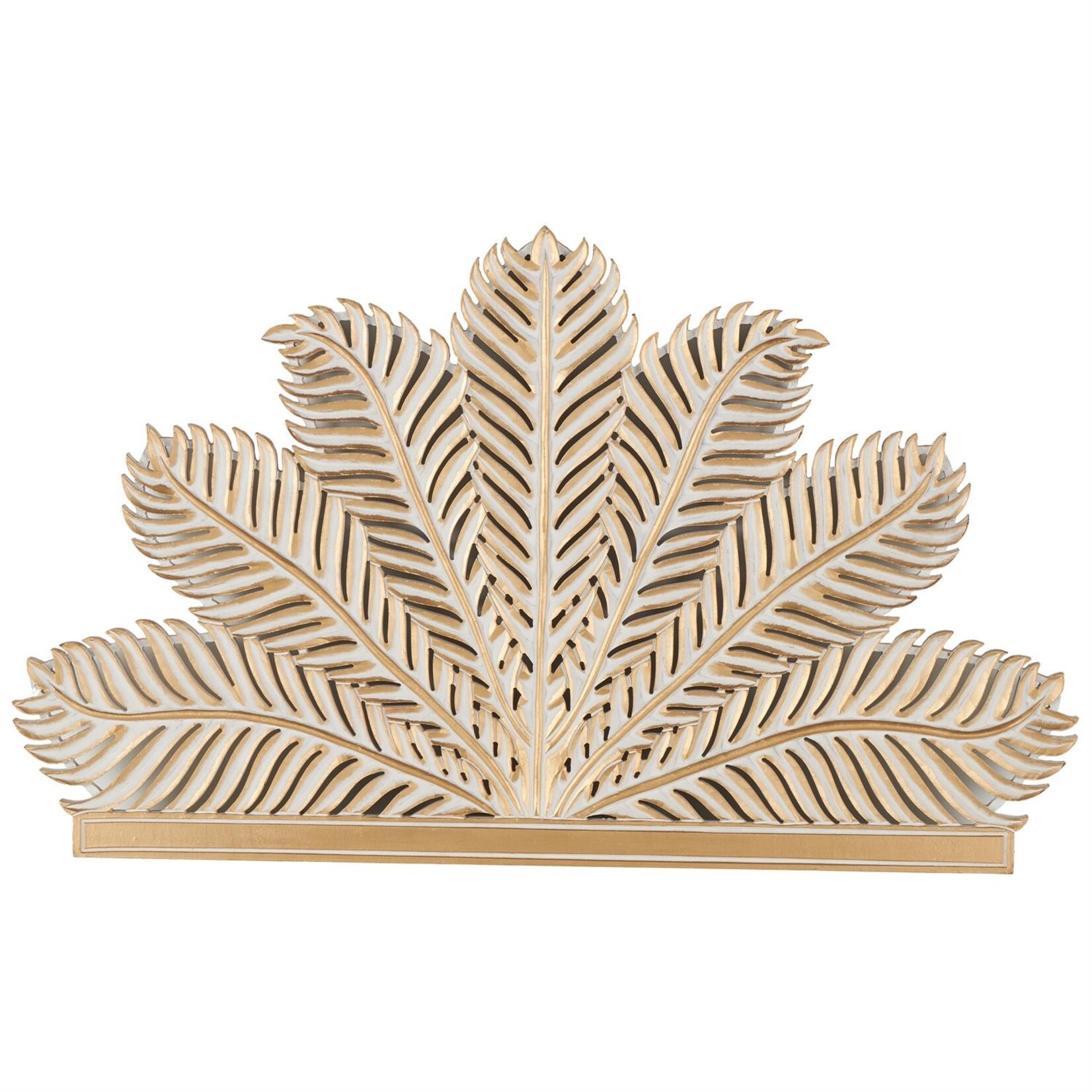 Deco Marche Gold Wooden Palm Tree Leaf Panel Wall Decor