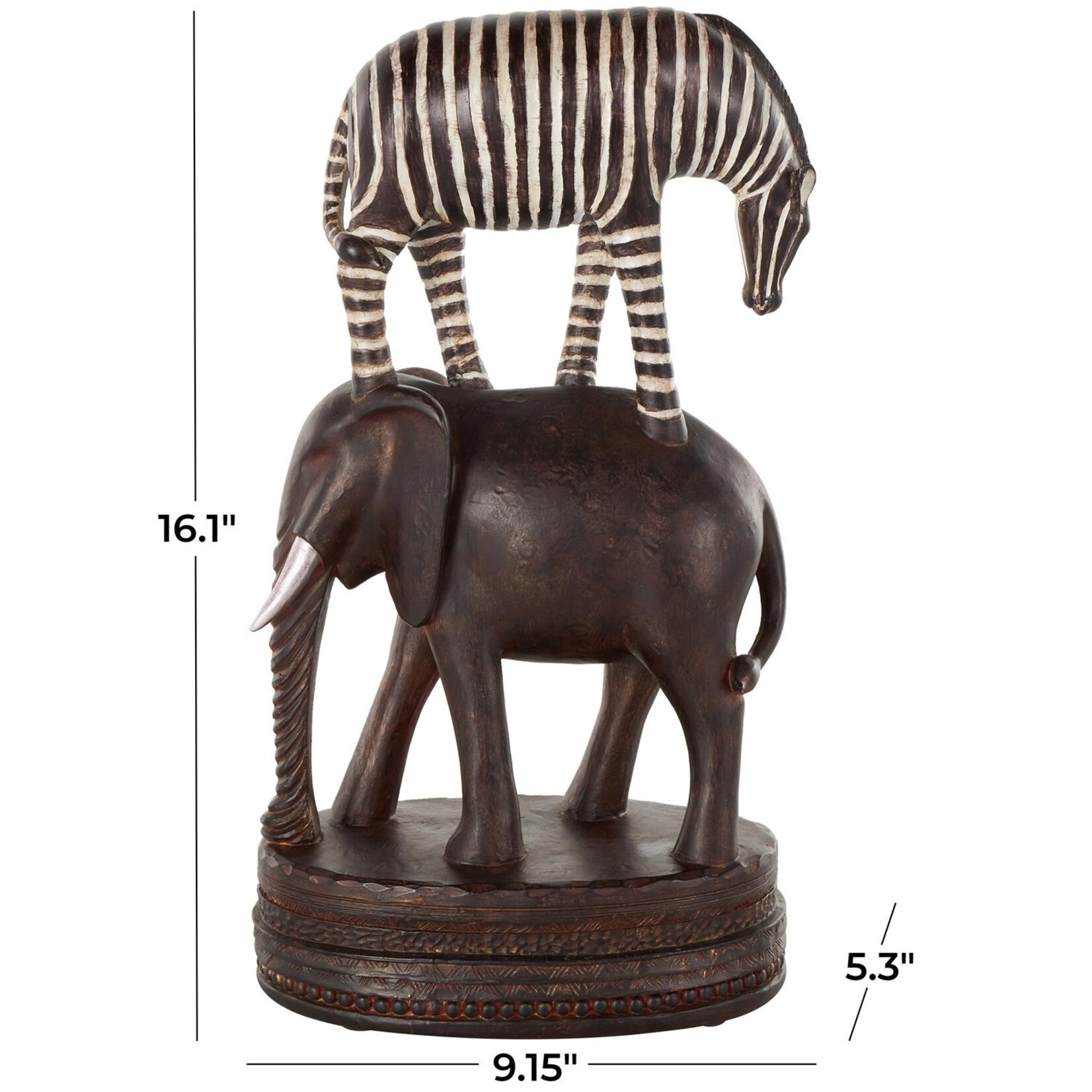 Deco Marche Multi Colored Polyresin Safari Animals Stacked Decorative Sculpture