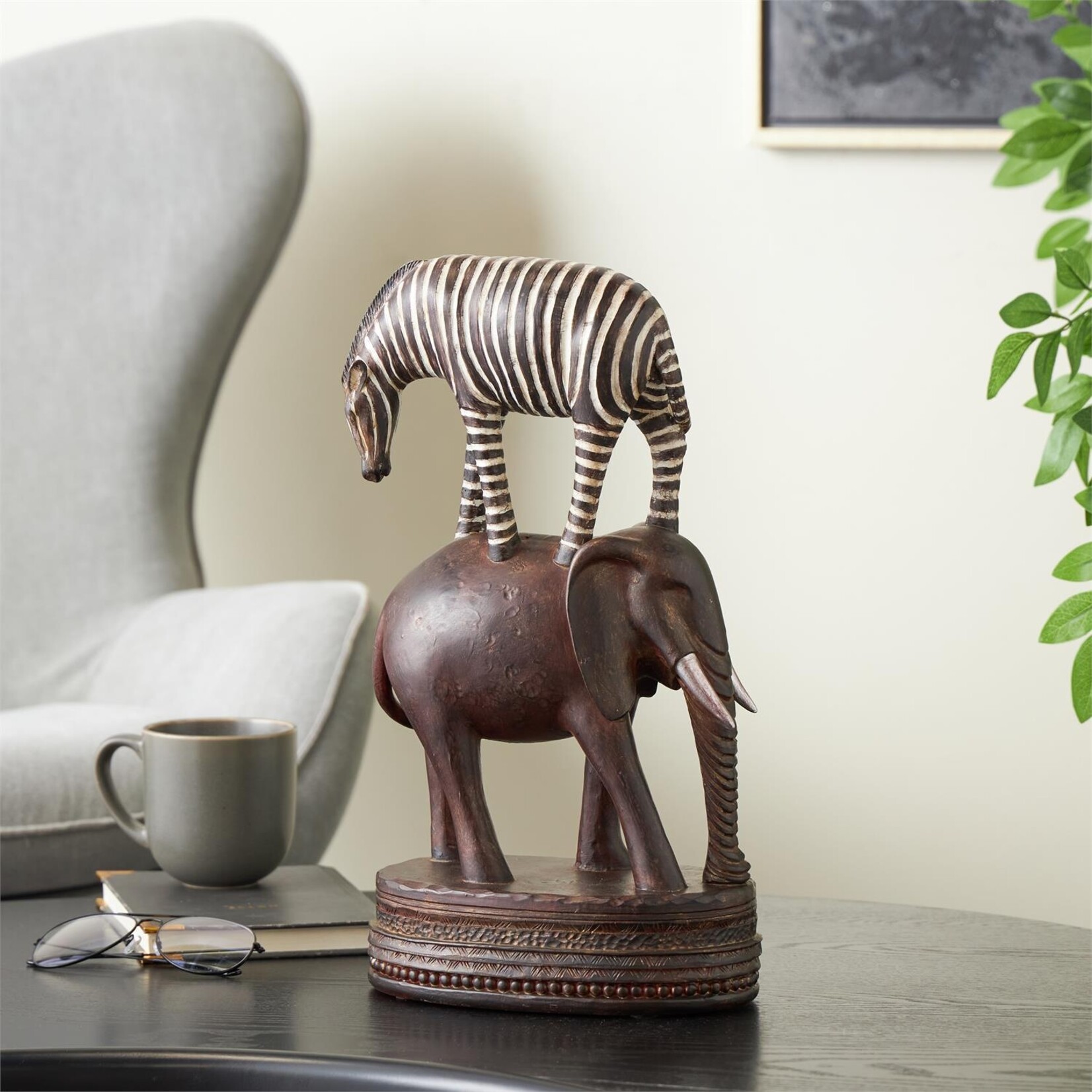 Deco Marche Multi Colored Polyresin Safari Animals Stacked Decorative Sculpture