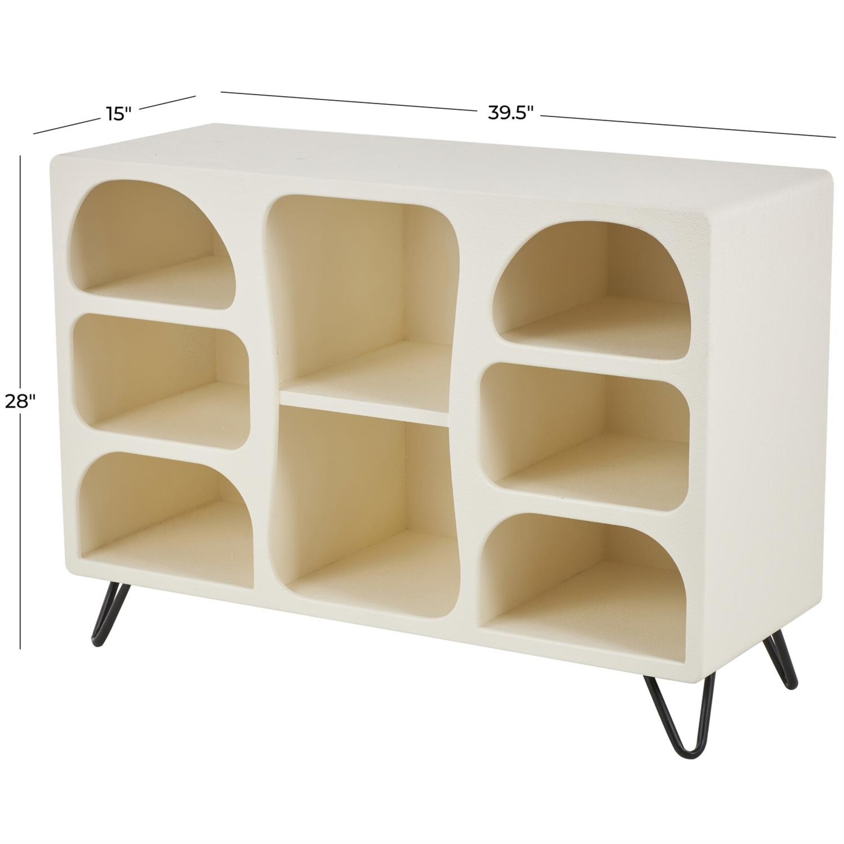 Deco Marche Cream Wooden Geometric 8 Cubby Storage Shelving Unit