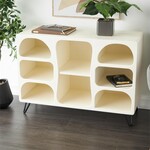 Deco Marche Cream Wooden Geometric 8 Cubby Storage Shelving Unit