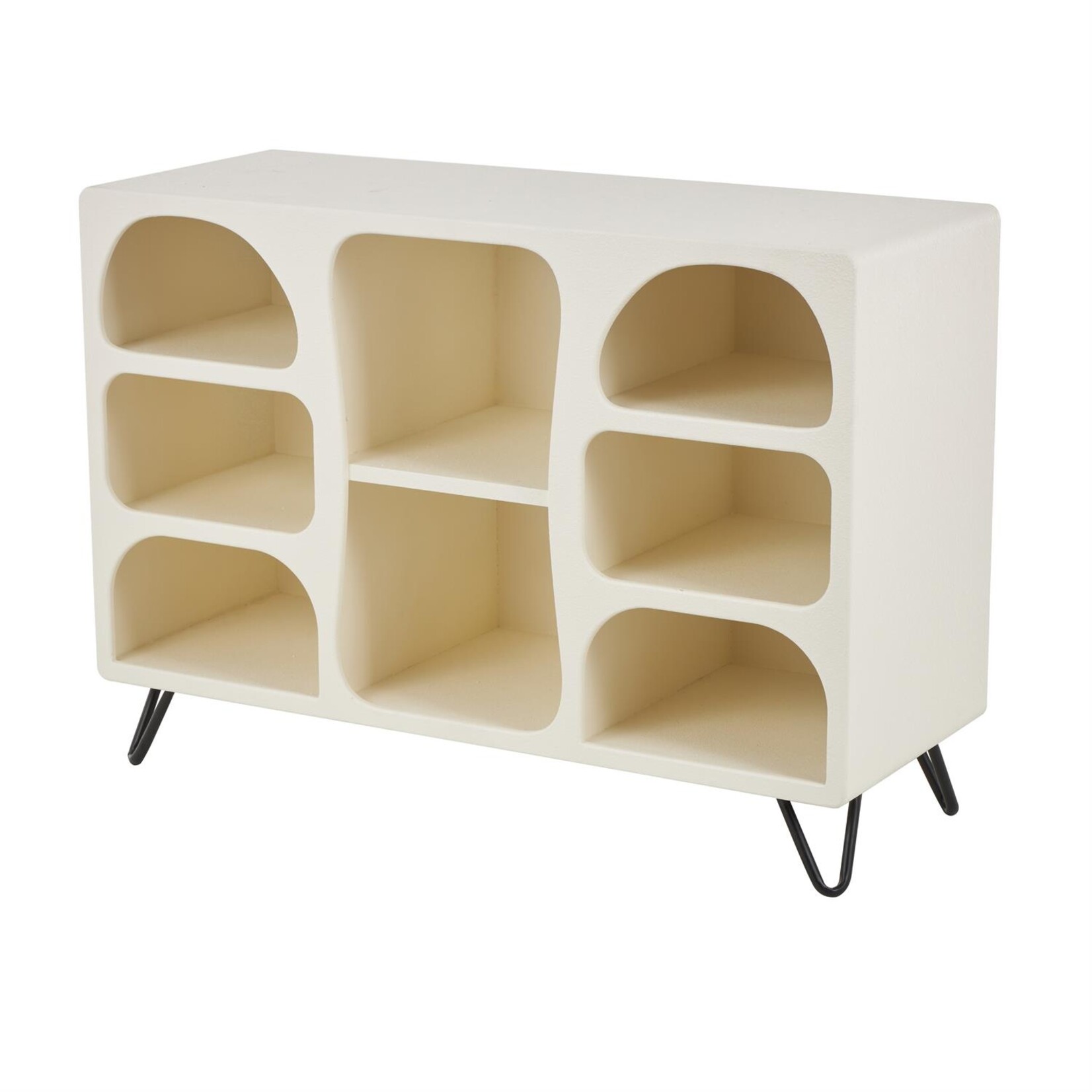 Deco Marche Cream Wooden Geometric 8 Cubby Storage Shelving Unit